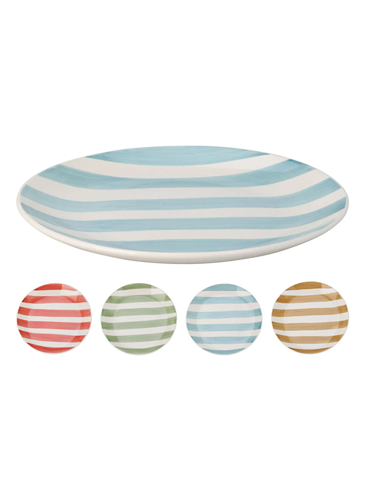 Boyner Evde 1 Adet Seramik Çok Renkli Yemek Tabağı SOFT DESENLİ ÇİZGİLİ 27CM 4 ASS.
