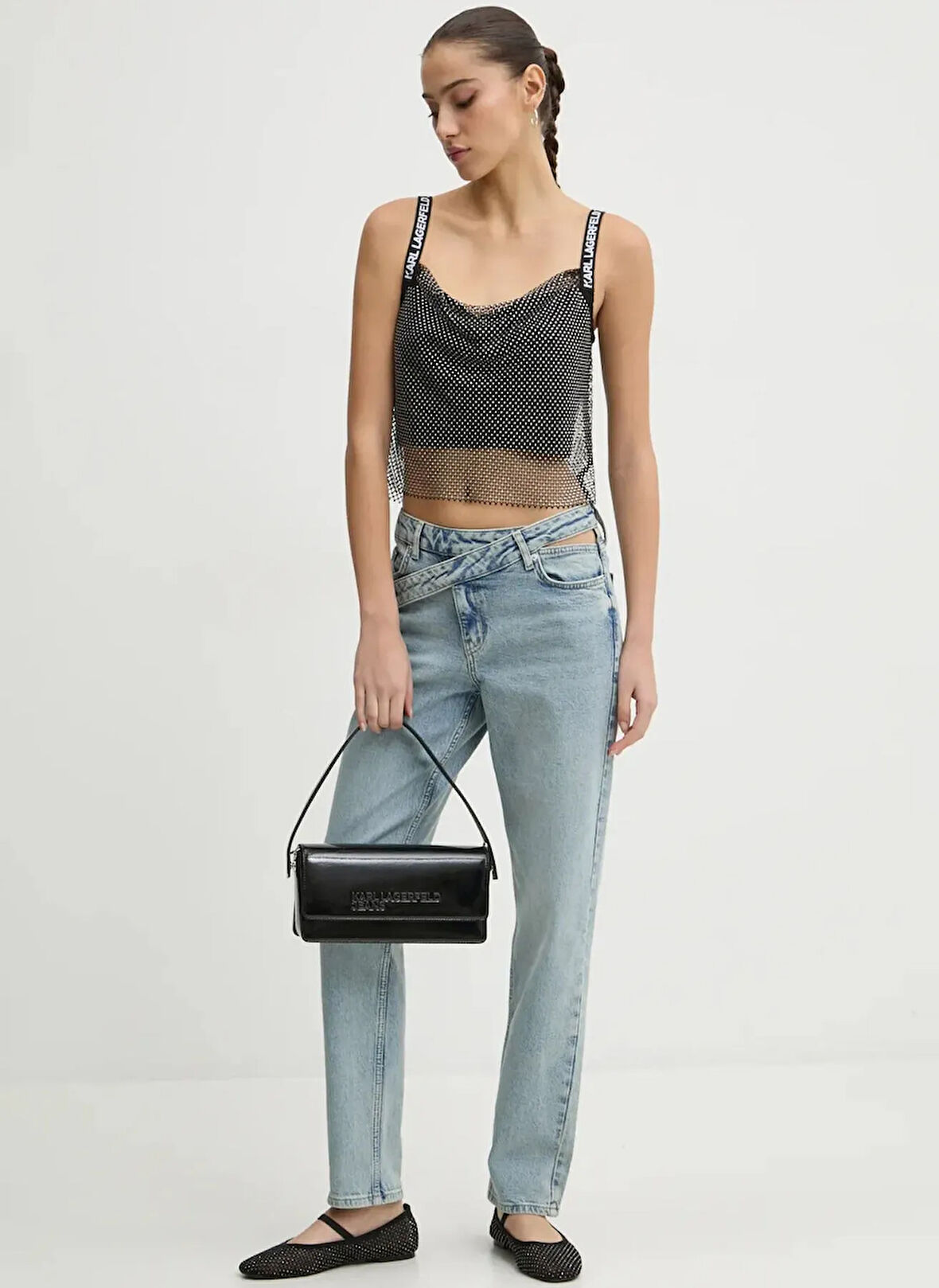 Karl Lagerfeld Jeans Degaje Yaka Düz Antrasit Kadın Bluz A1W11010