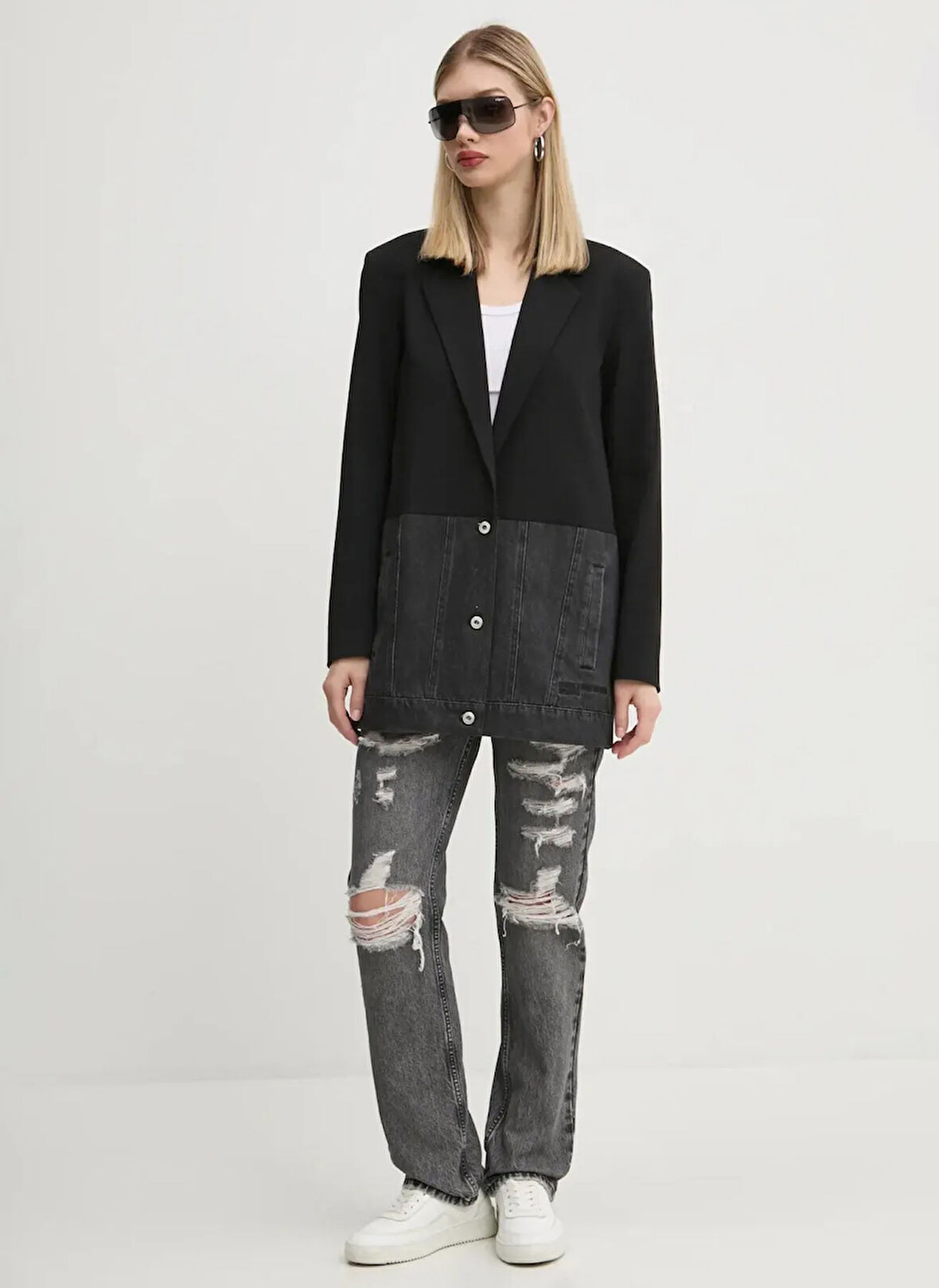 Karl Lagerfeld Jeans Yüksek Bel Düz Paça Normal Antrasit Kadın Denim Pantolon A1W10032