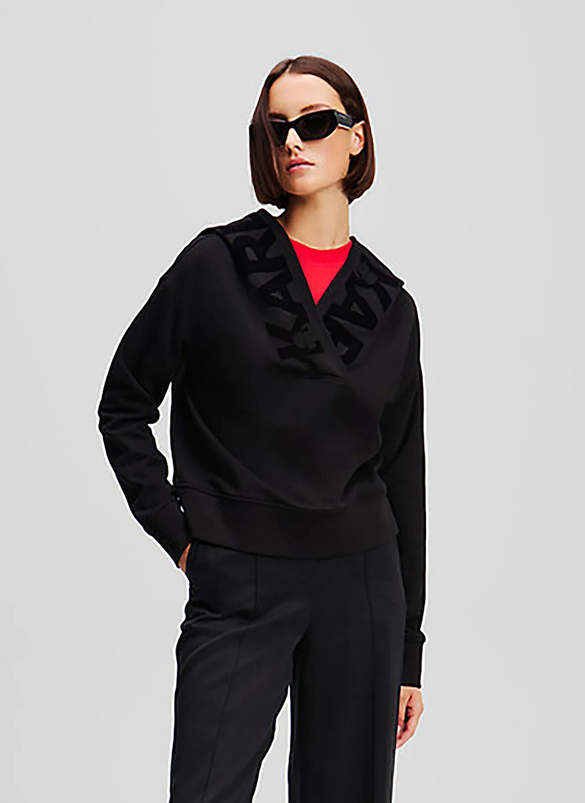 KARL LAGERFELD Kapüşon Yaka Düz Siyah Kadın Sweatshırt A1W20064