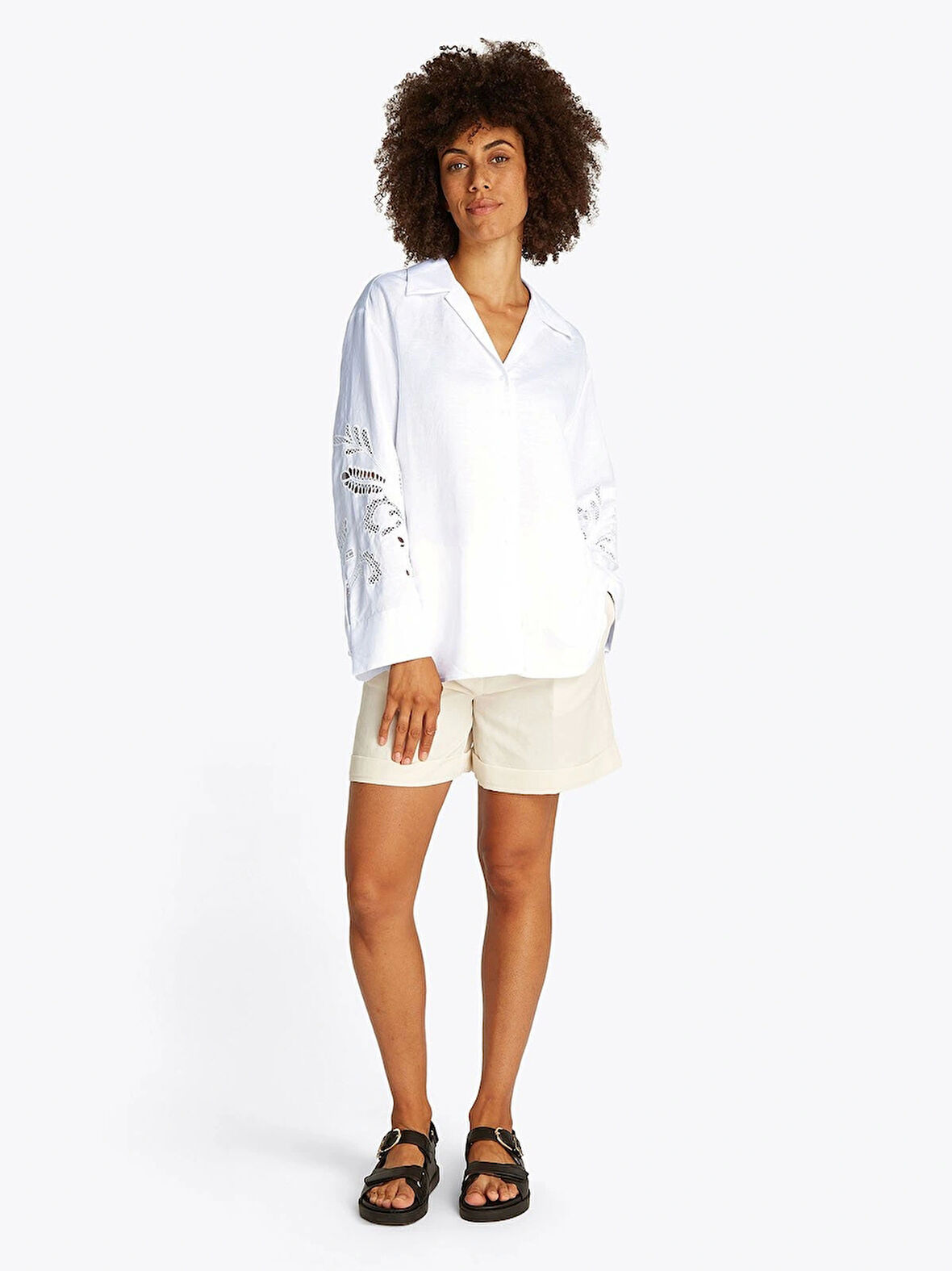 BRODERIE ANGLAISE LINEN SHIRT