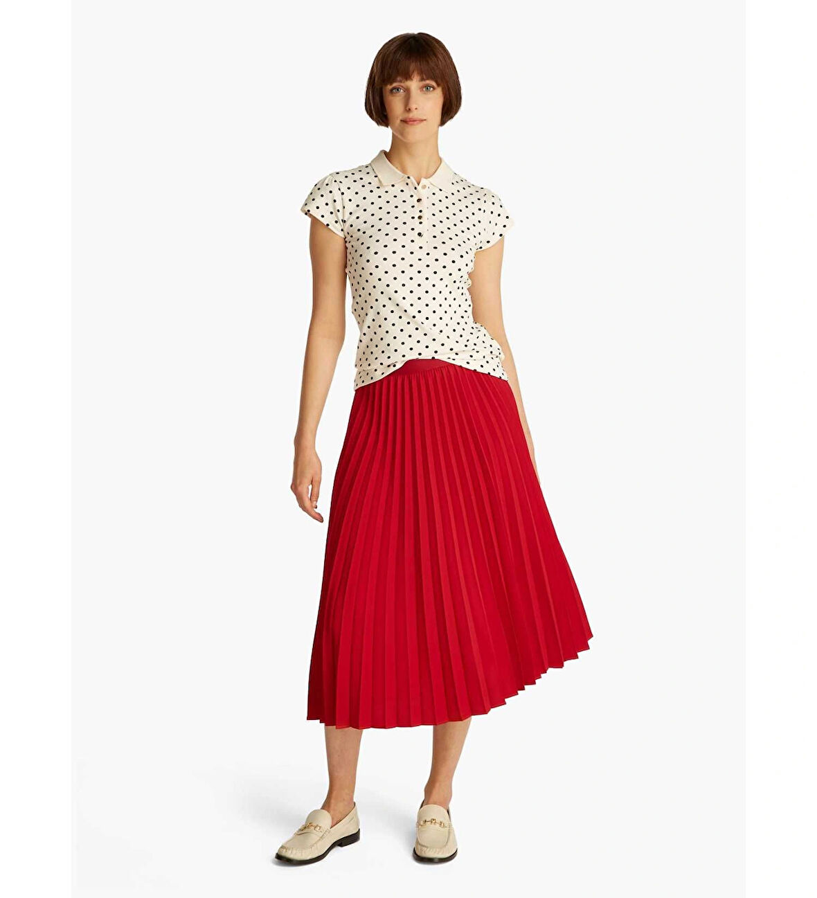 FLUID PLEATED PULL ON MIDI SKIRT