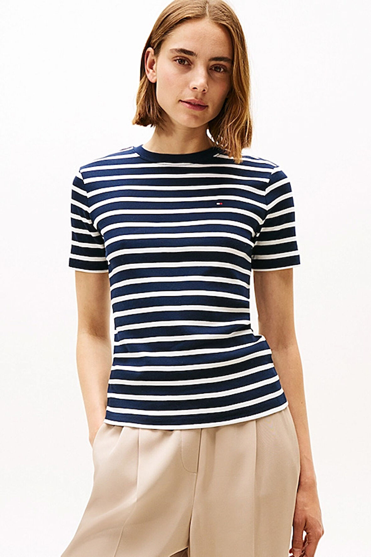 Kadın Slim Cody C-Nk T-Shirt - Lacivert/Ekru | XS