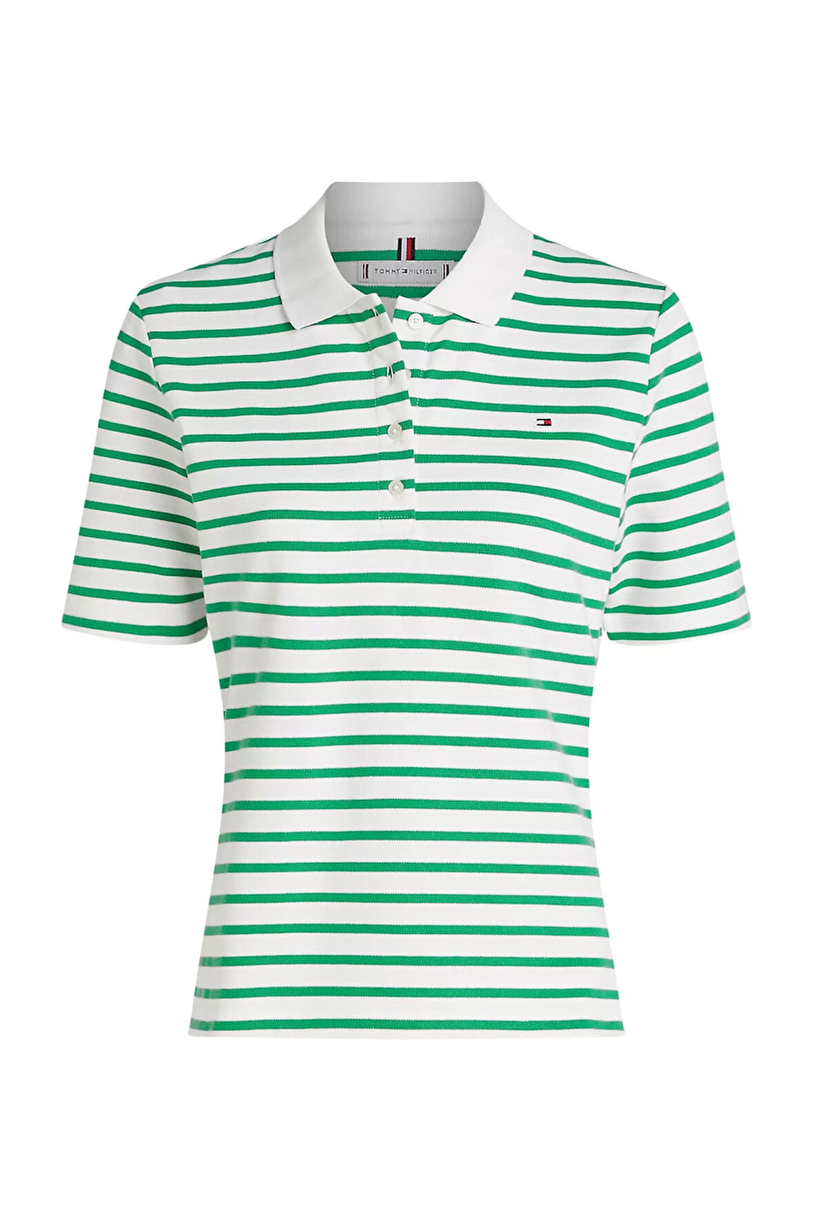 Kadın Th 1985 Pique Çizgili Polo T-Shirt - Yeşil | XS