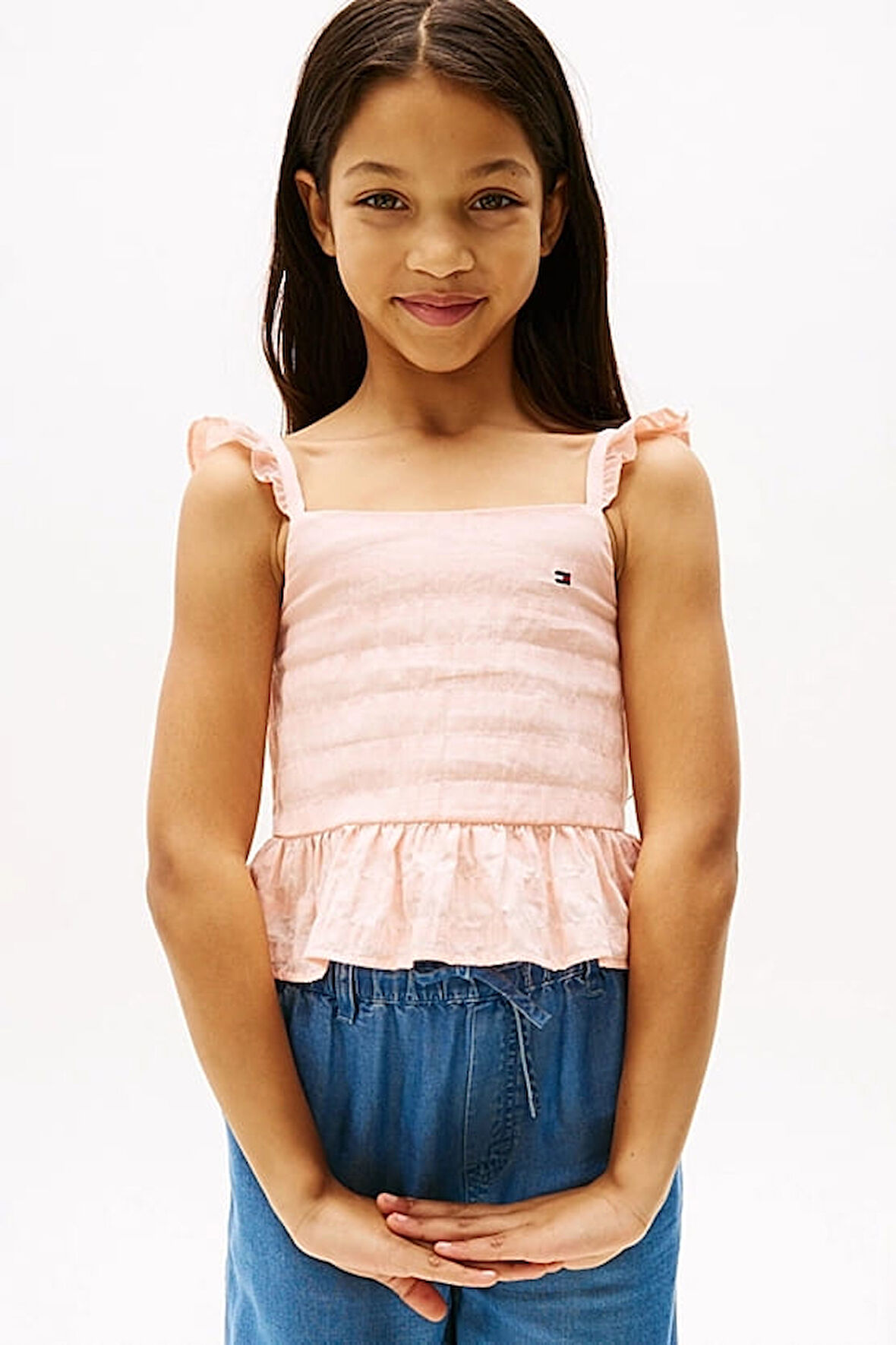 Kız Çocuk Textured Ruffle Bluz - Pembe | 6 Yaş