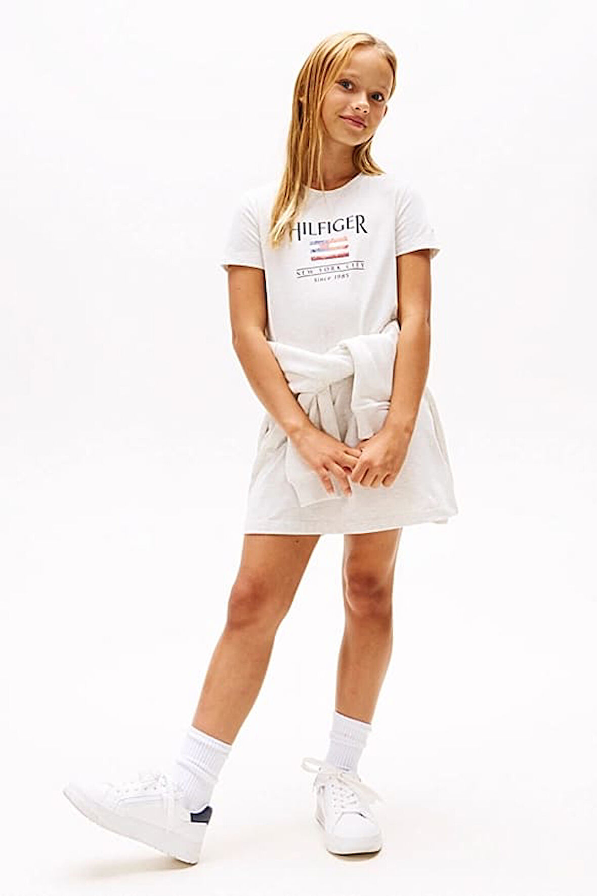 Kız Çocuk Th Hilfiger Sequins T-Shirt Elbise - Beyaz | 12 Yaş