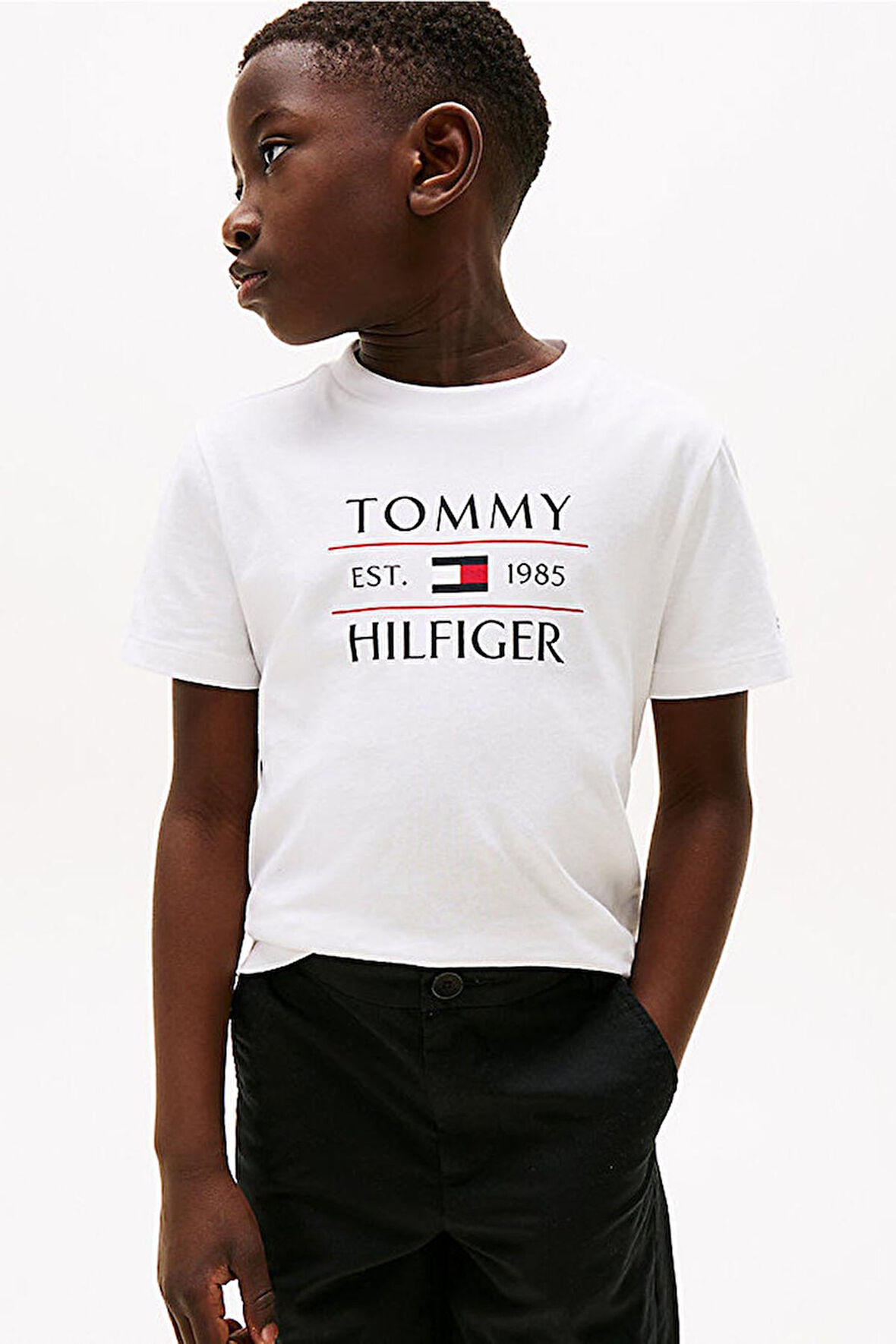 Erkek Çocuk Tommy Flag Hilfiger T-Shirt - Beyaz | 7 Yaş