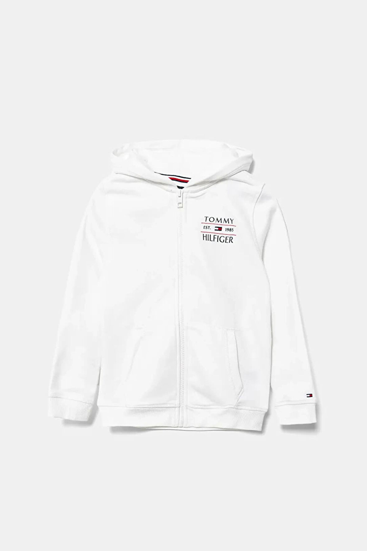 Erkek Çocuk Tommy Flag Fermuarlı Kapüşonlu Sweatshirt - Beyaz | 7 Yaş
