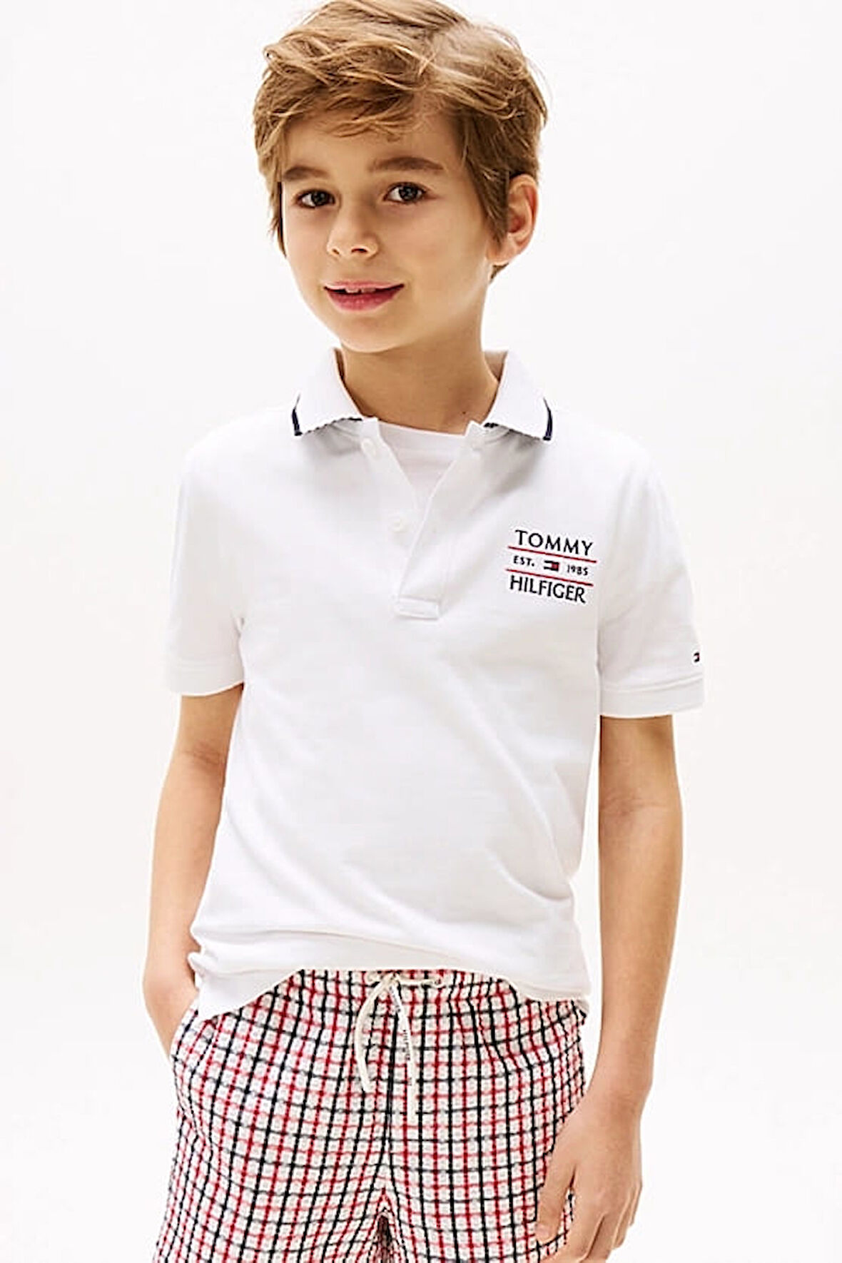 Erkek Çocuk Th Bayrak Logo Polo T-Shirt - Beyaz | 10 Yaş