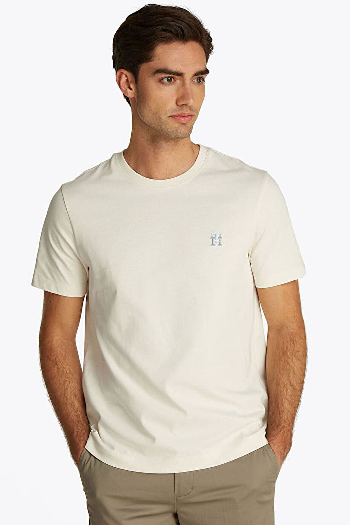 Erkek Th Monogram T-Shirt - Ekru | XXL