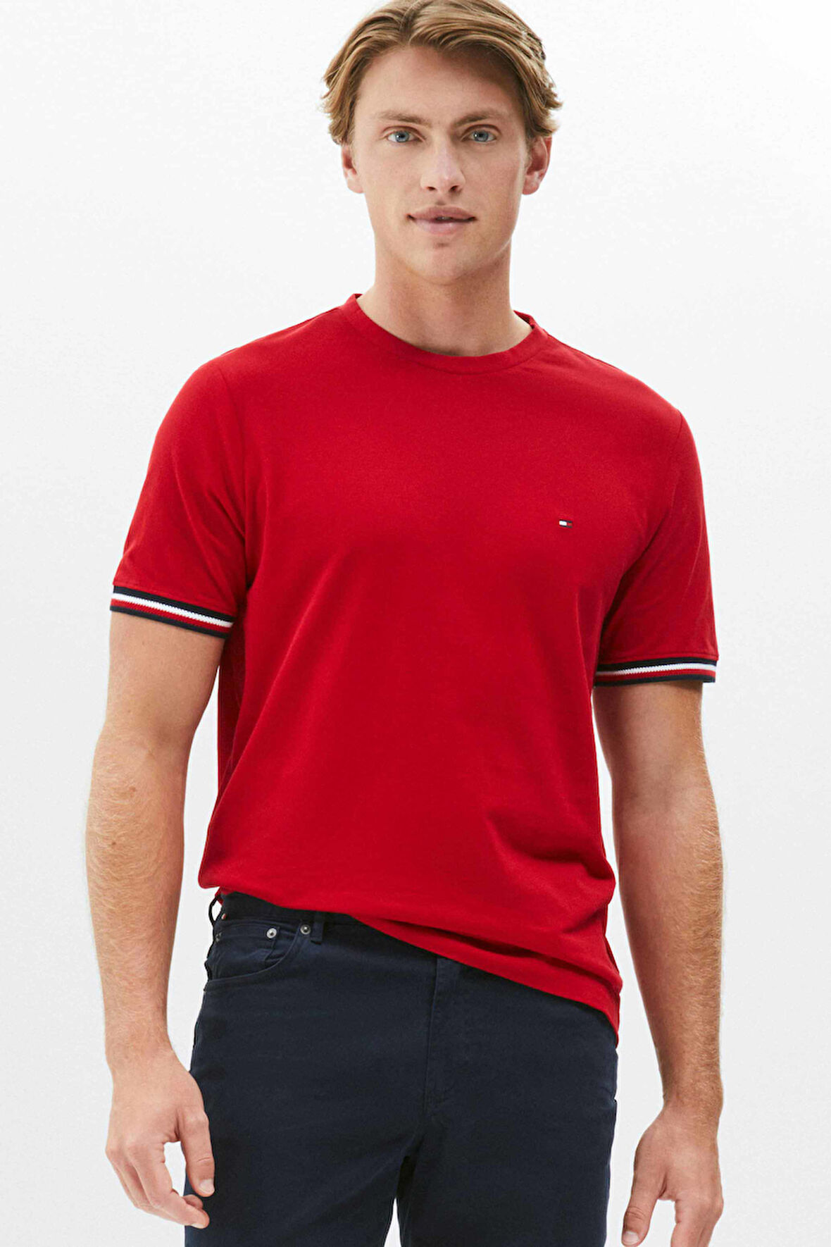 Erkek Th Global Stripe T-Shirt - Kırmızı | S