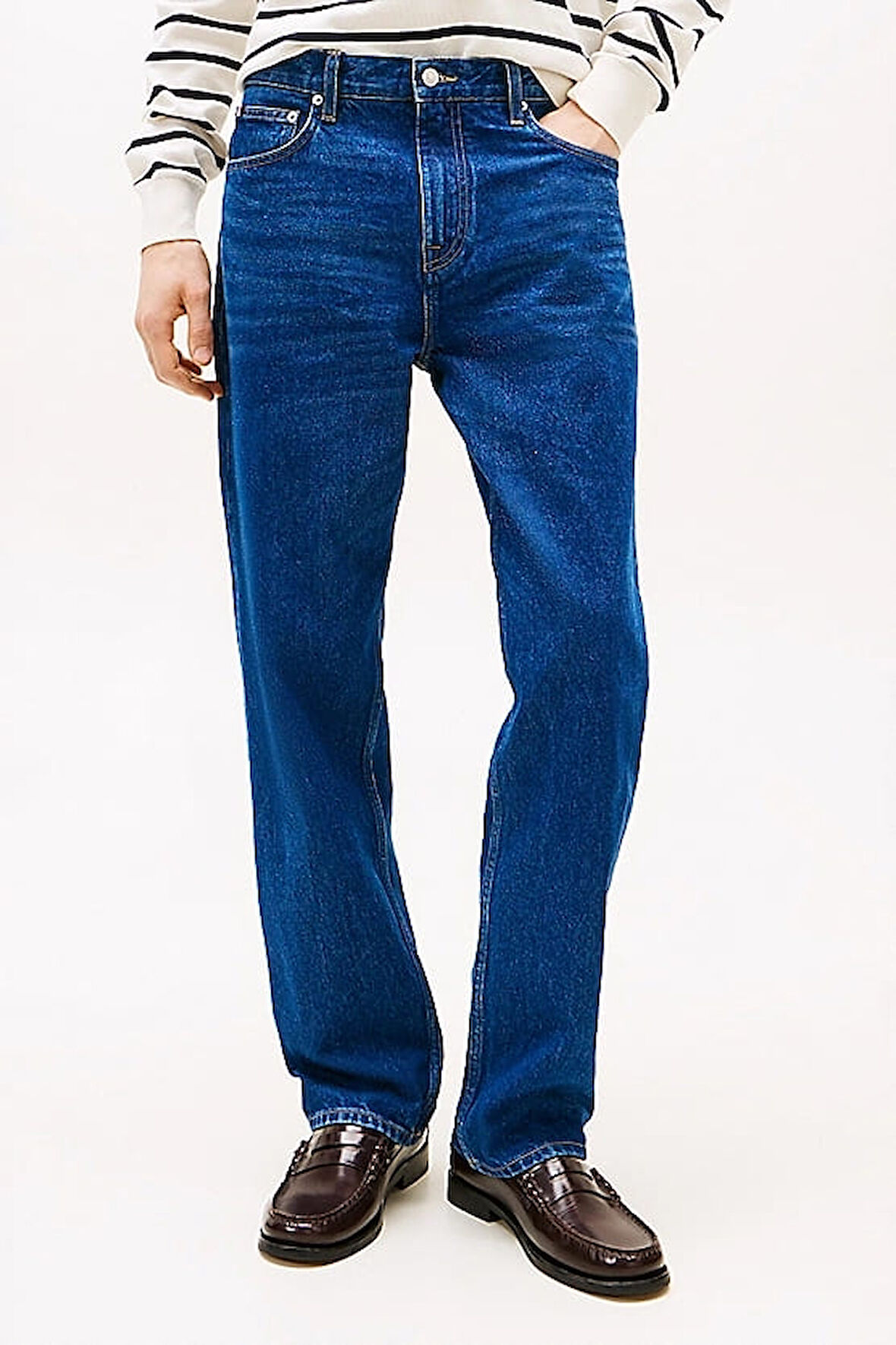 Erkek Th Denton Düz Paça Jeans Pantolon - Mavi | 32/32
