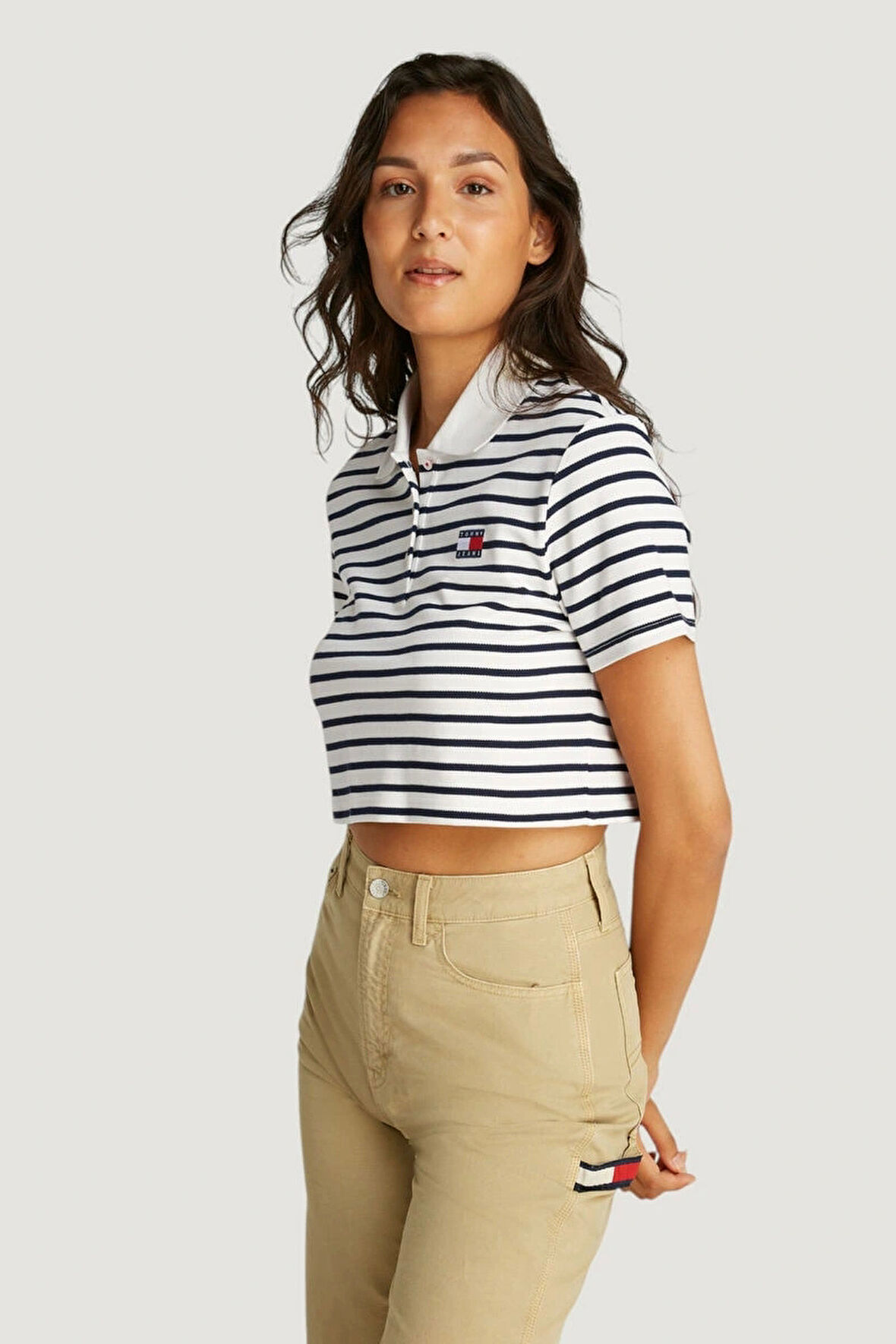 Tommy Hilfiger Kadın  Logolu  Crop T-Shirt