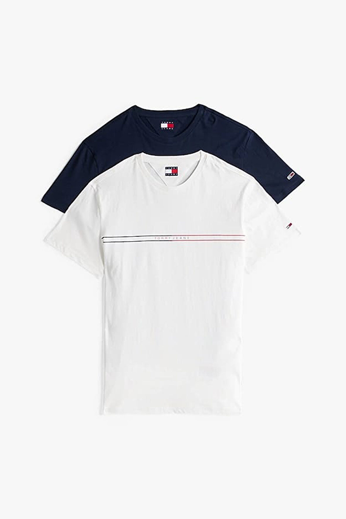 Erkek Tjm 2-Pack Grafik Logo Slim T-Shirts - Lacivert/Ekru | M
