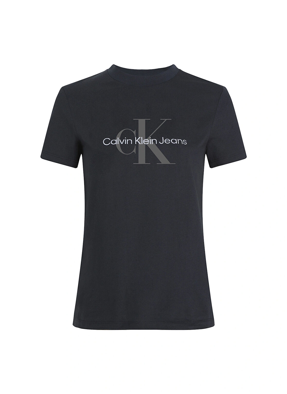 Calvin Klein Jeans Yuvarlak Yaka Düz Siyah Kadın T-Shirt SS MONOLOGO ARCHIVE JERSEY