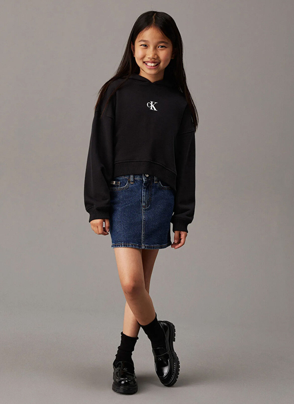 Calvin Klein Nakışlı Kız Çocuk Siyah Sweatshırt IG0IG02755BEH