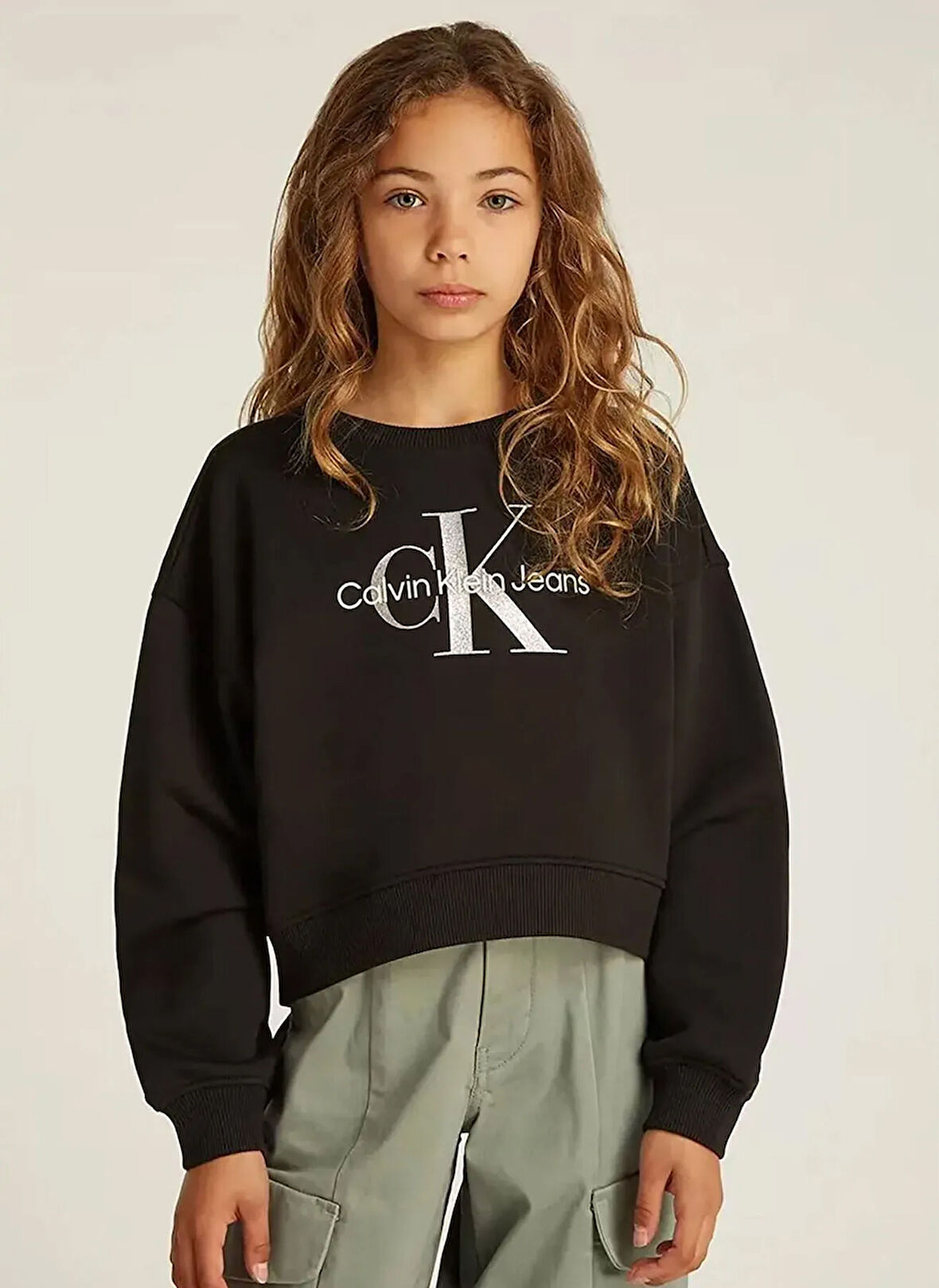 Calvin Klein Baskılı Kız Çocuk Siyah Sweatshırt IG0IG02823BEH