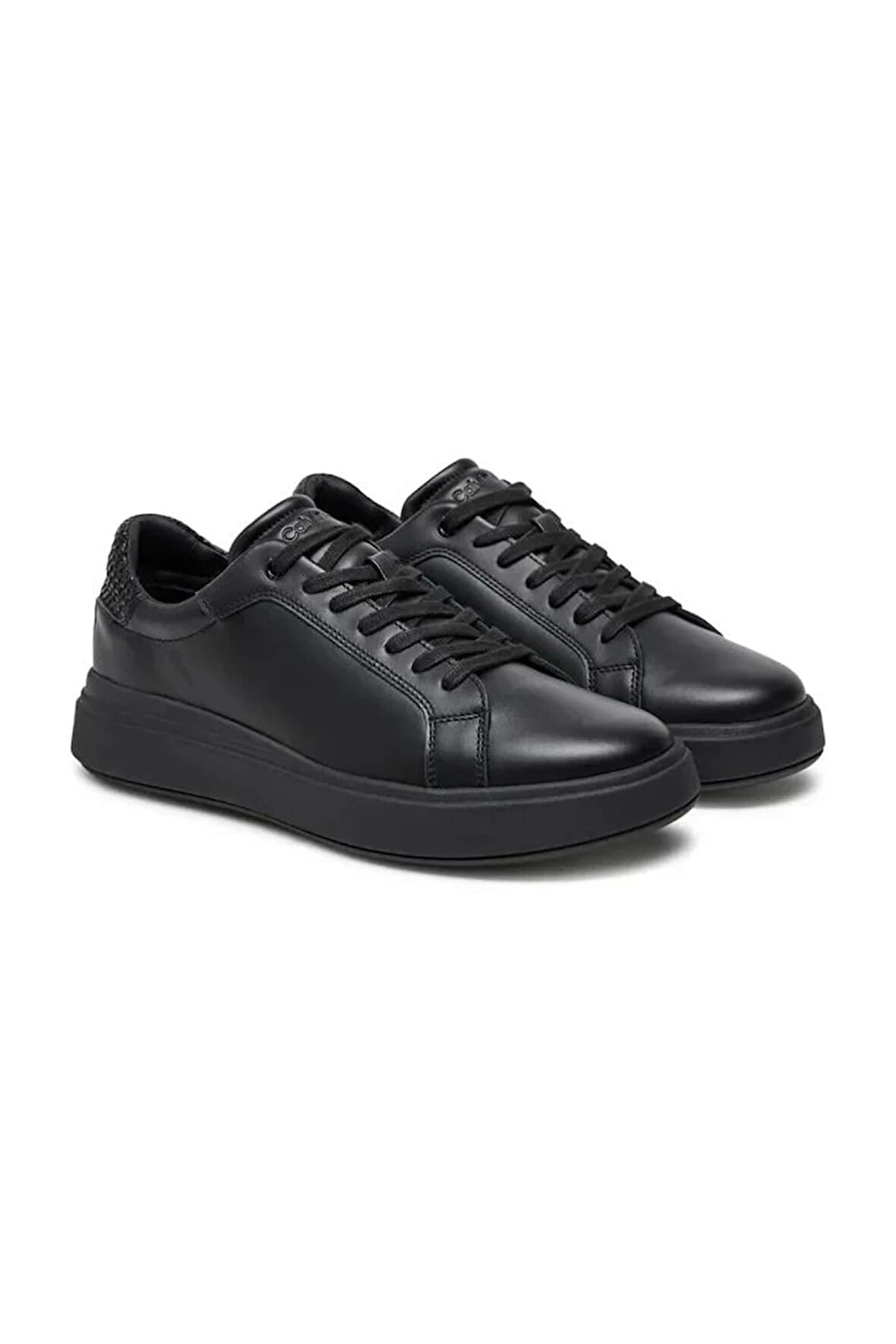 Erkek Ck Rahat Düz Taban Deri Sneaker Ayakkabı - Siyah | 42