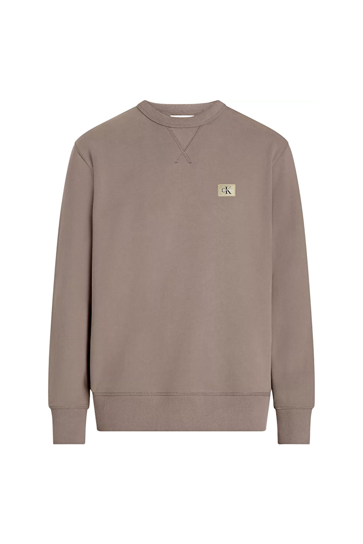 Erkek WOVEN LABEL Crew Sweatshirt- Açık Kahverengi | M