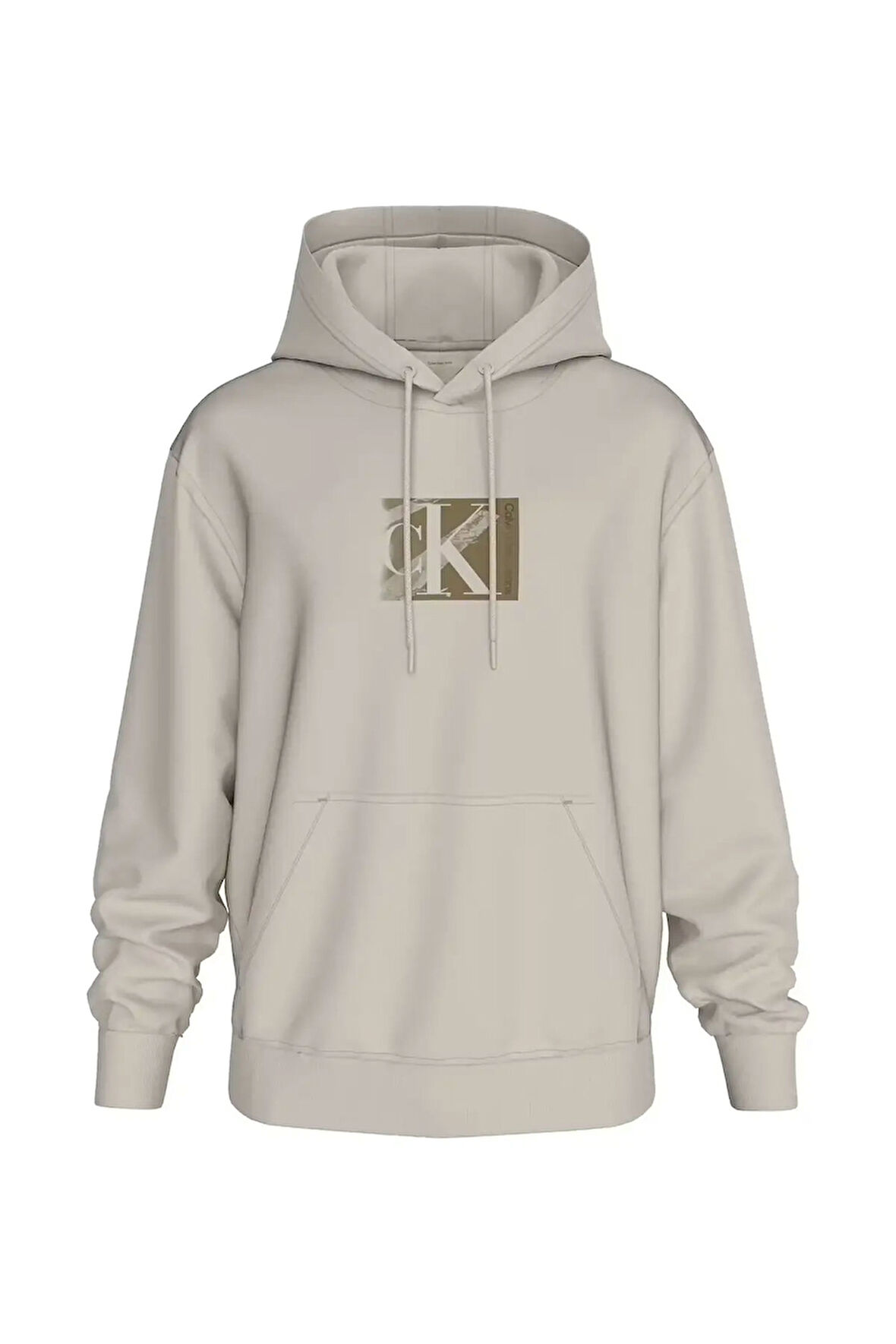 Erkek Ck Box Kapüşonlu Sweatshirt - Gri | M
