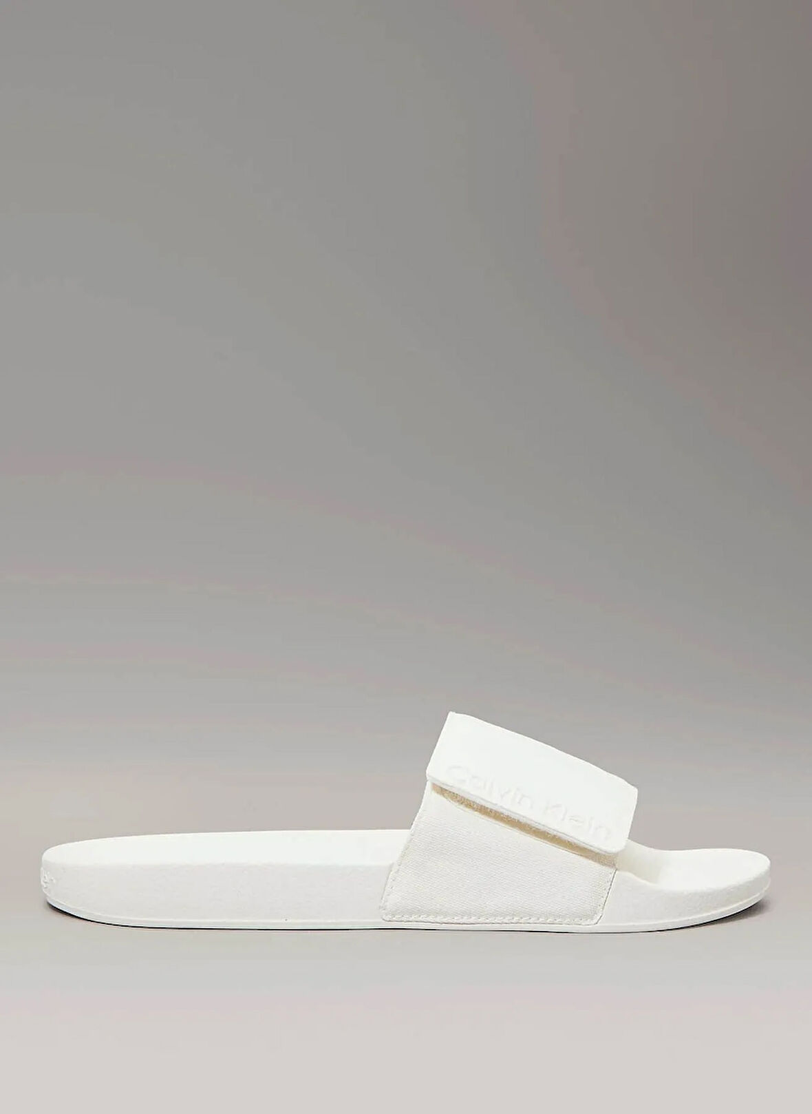 Calvin Klein Beyaz Erkek Plaj Terliği ADJ POOL SLIDE CANVAS LOGO