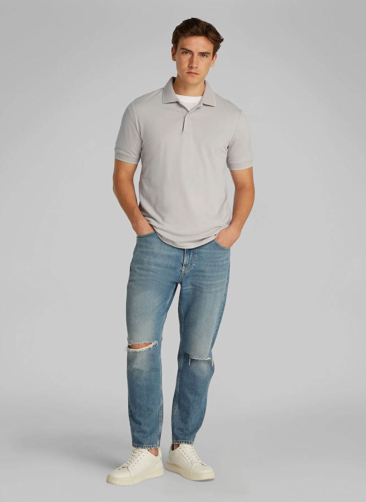 Calvin Klein Gri Erkek Polo T-Shirt K10K114484PBQ