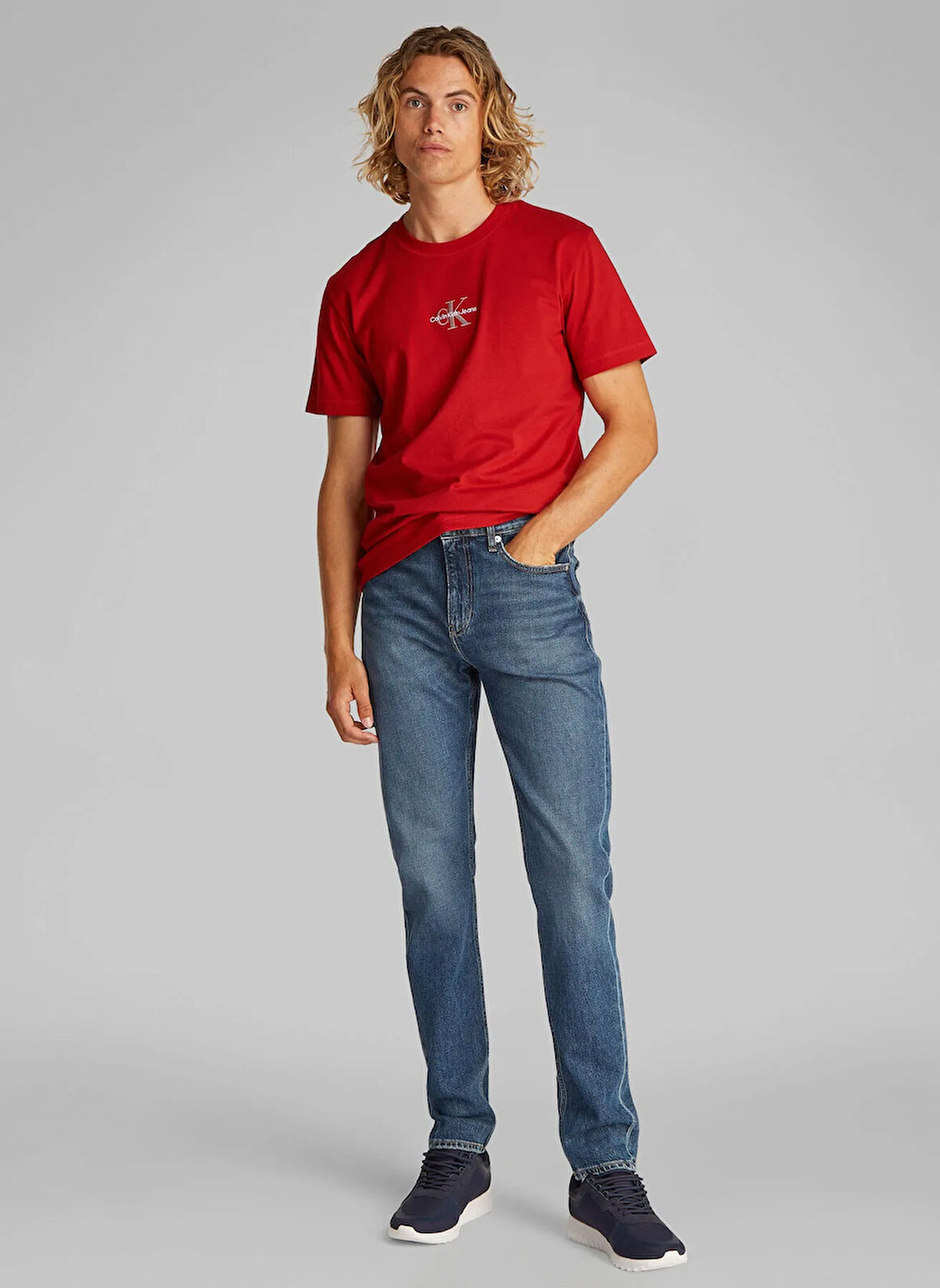 Calvin Klein Jeans Kırmızı Erkek T-Shirt J30J325649XNI MONOLOGO TEE