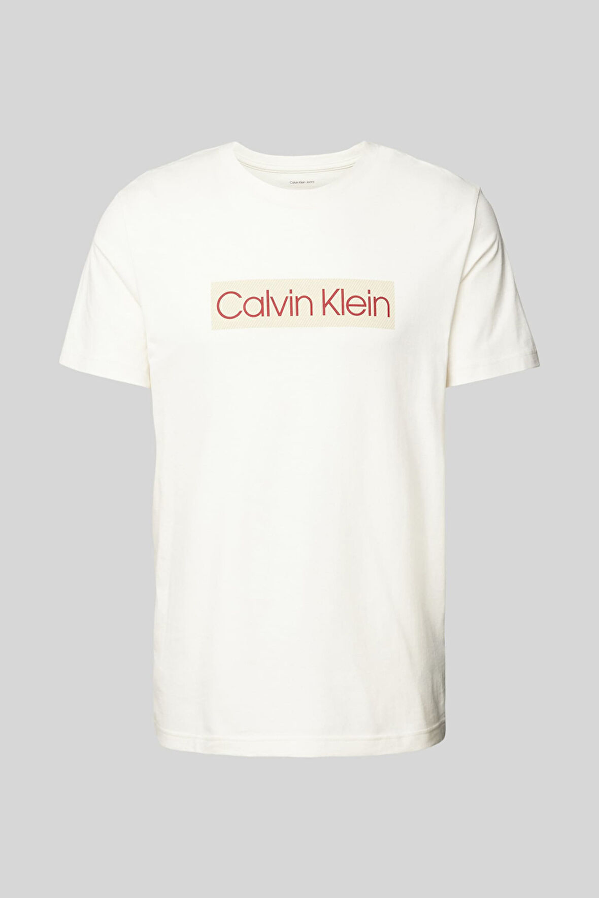 Erkek Calvin Klein Label T-Shirt - Krem | XS