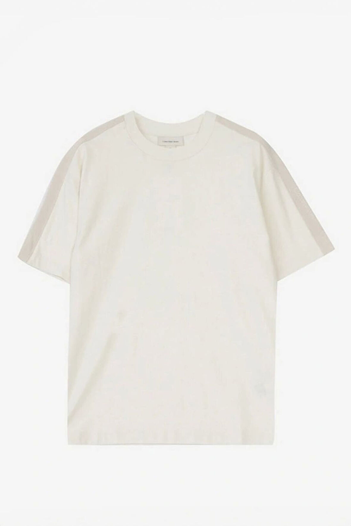 Erkek Ck Şerit Logo T-Shirt - Krem | XS