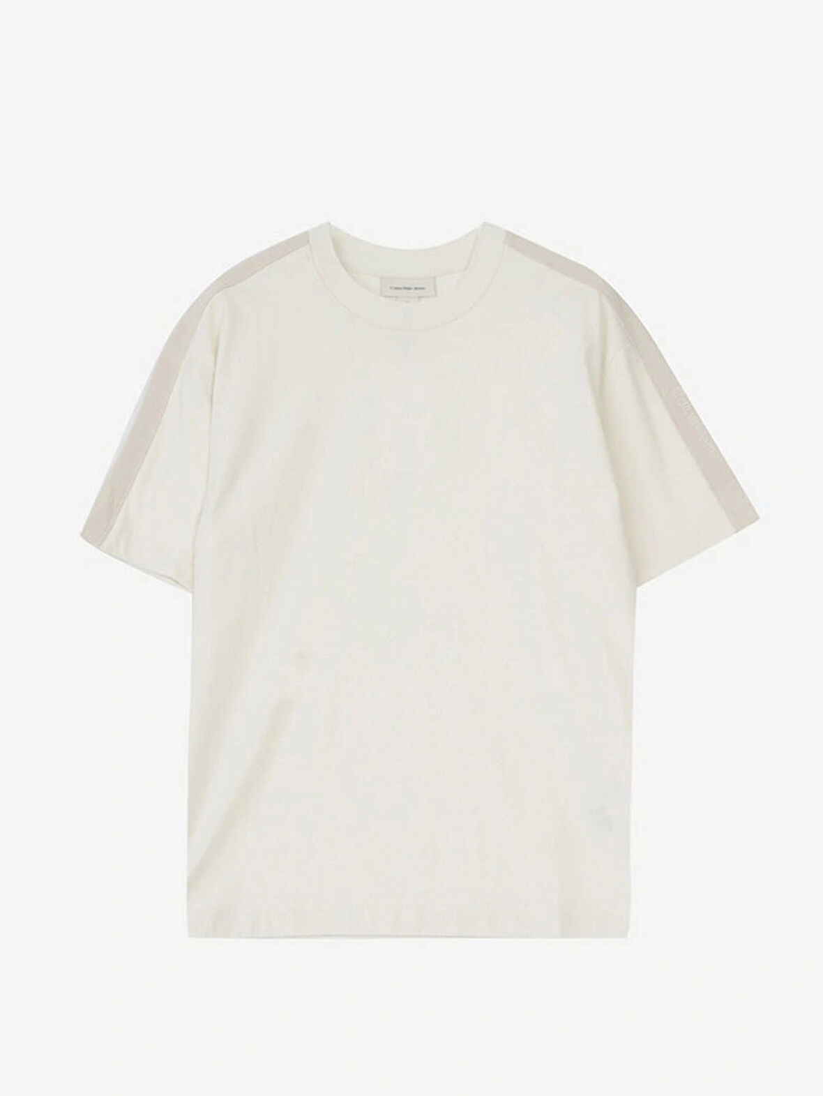 Calvin Klein Erkek Bant Logo Detaylı Bej T-shirt