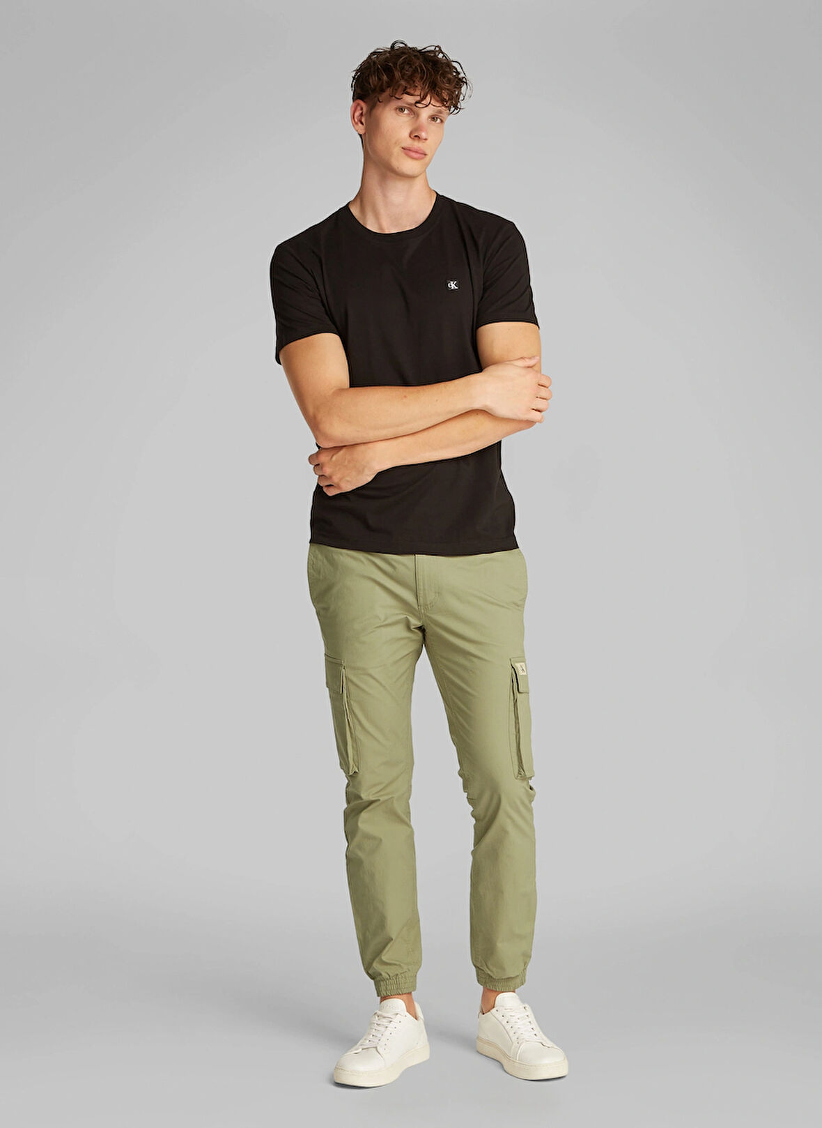 Calvin Klein Jeans Lastikli Paça Gri Erkek Kargo Pantolon J30J327614PK8 SKINNY CARGO