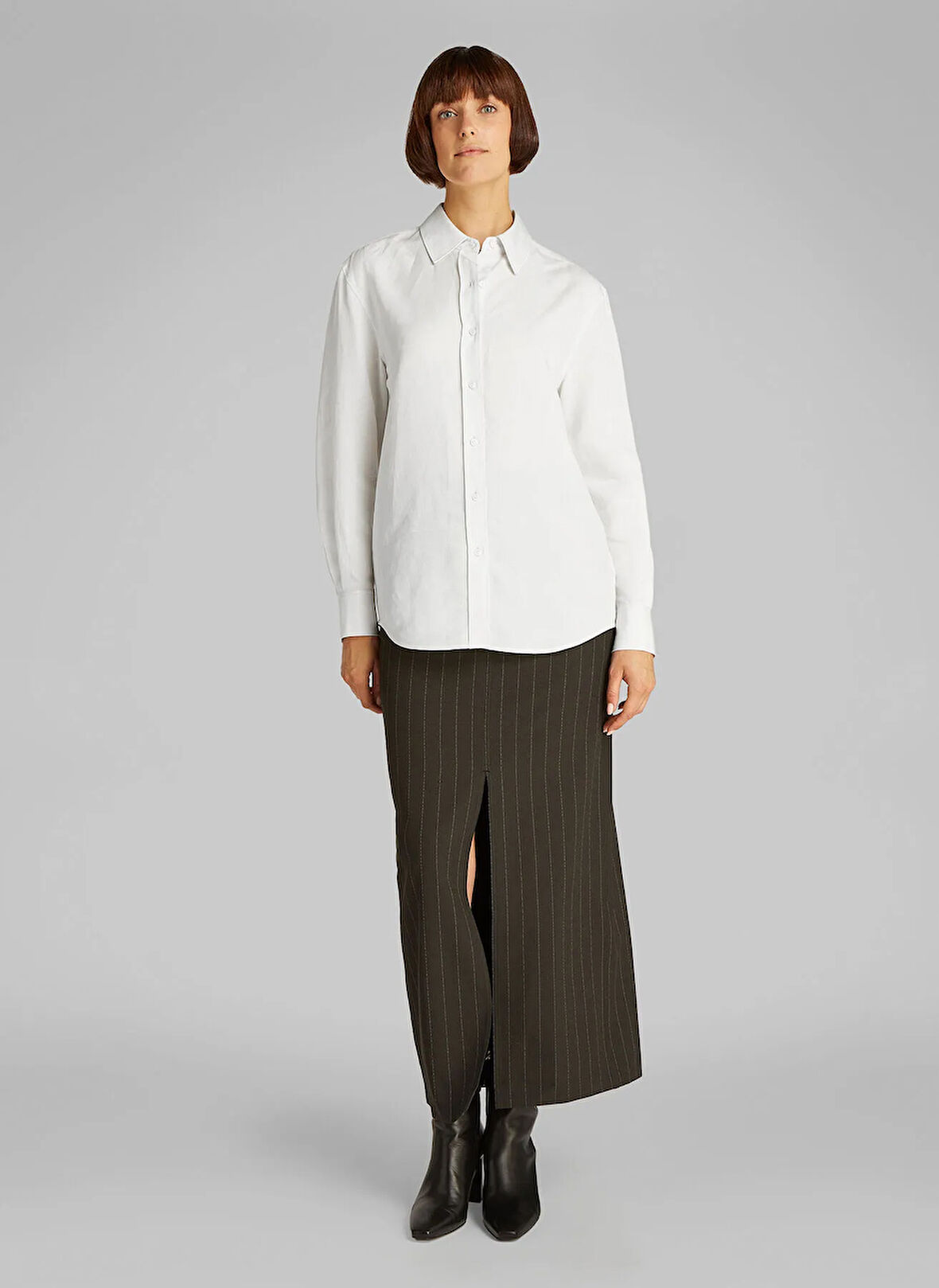 Calvin Klein Standart Gömlek Yaka Düz Ekru Kadın Gömlek K20K208321ADA