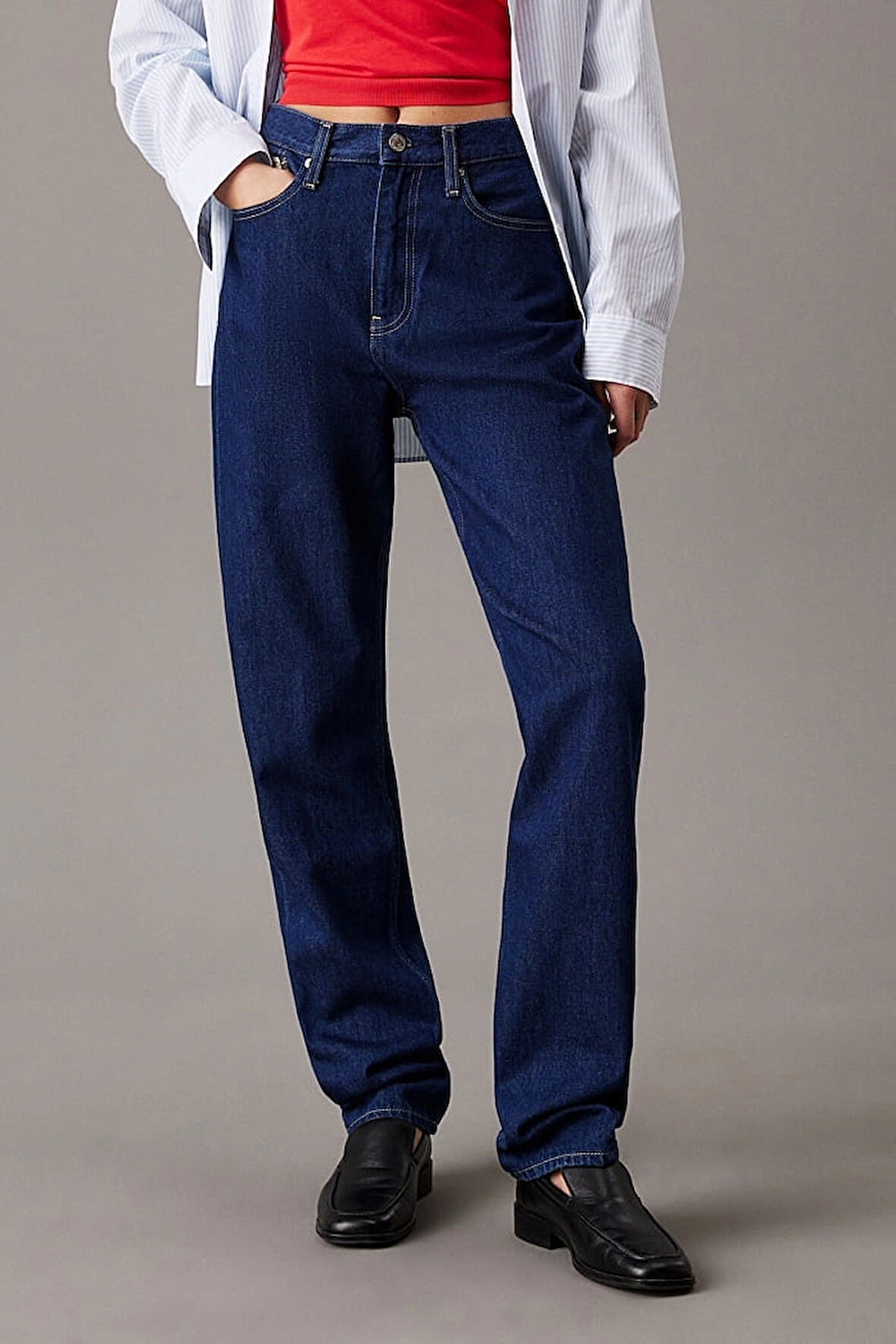 Kadın Ck Authentic Slim Düz Jeans - Mavi | 27/30