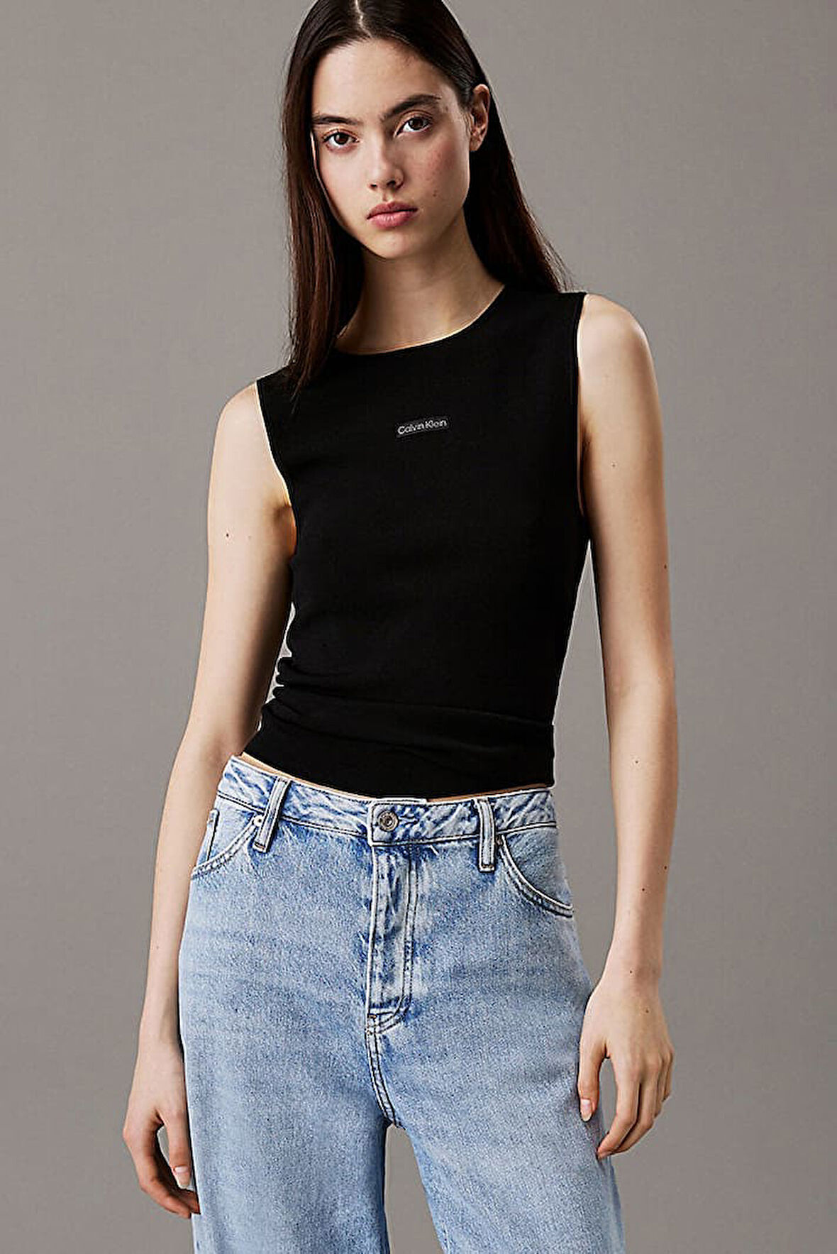 Kadın Ck Placed Tank Top - Siyah | M