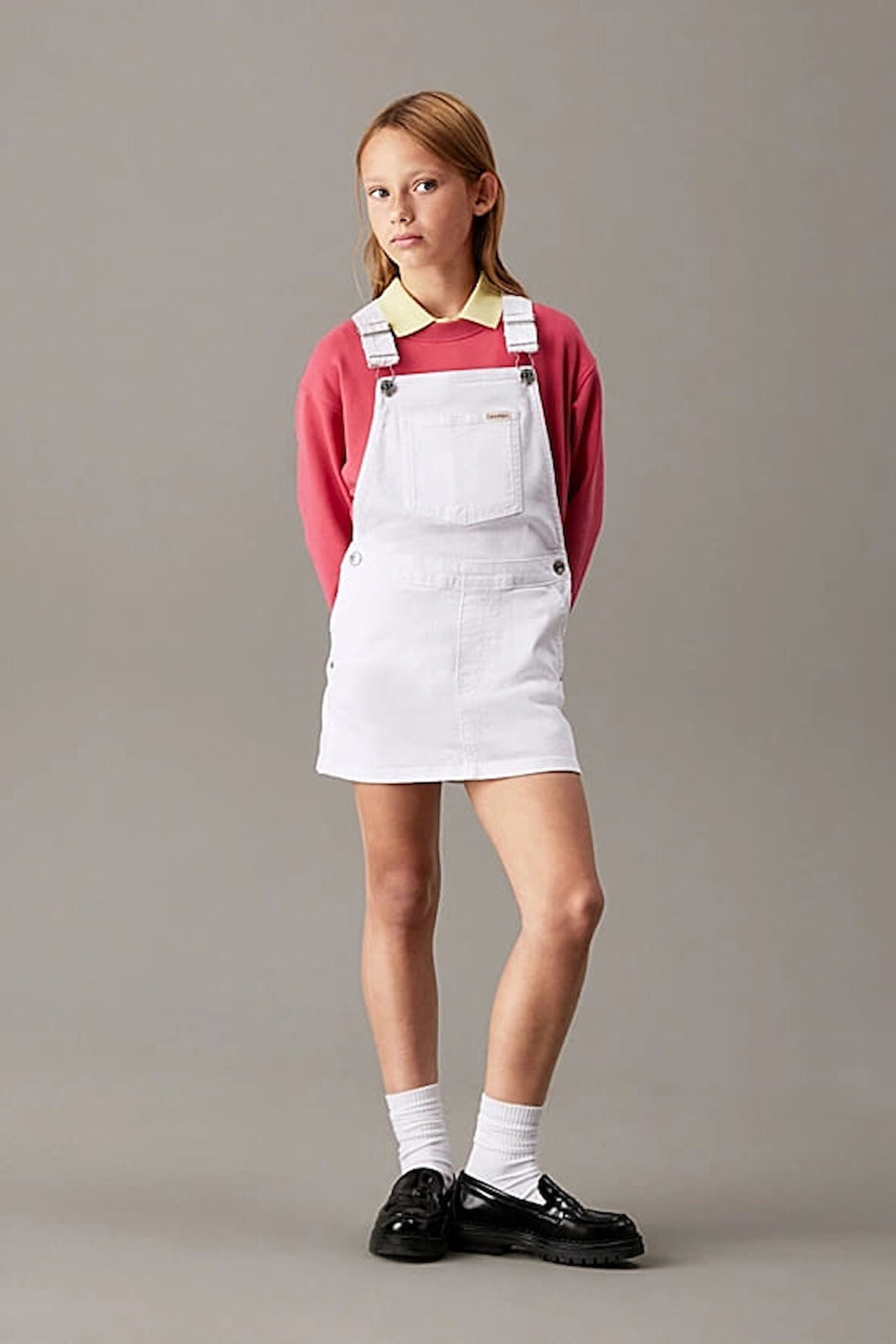 Kız Çocuk Slim Kot Salopet Elbise - Beyaz | 12 Yaş