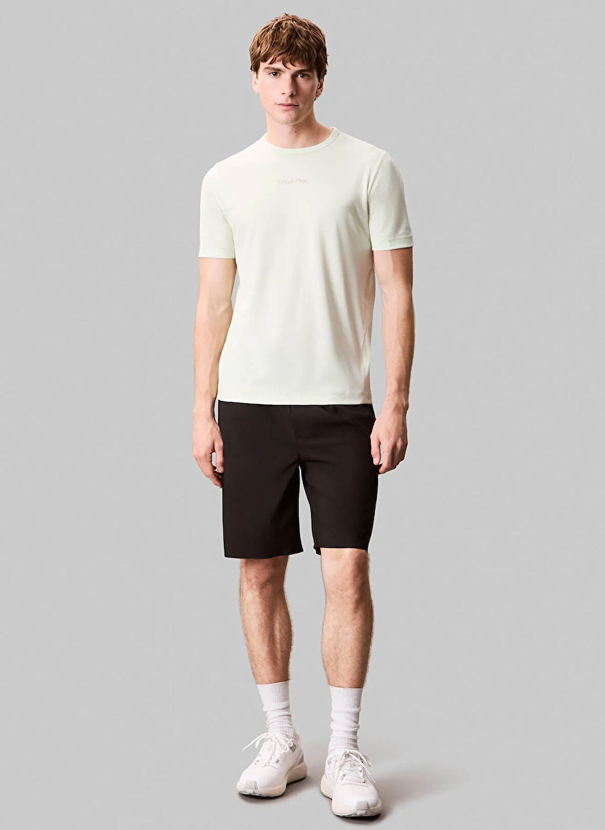 Calvin Klein LVGMS5K159FUO-WO - Neon Yeşil Yuvarlak Yaka Normal Düz Erkek T-Shirt