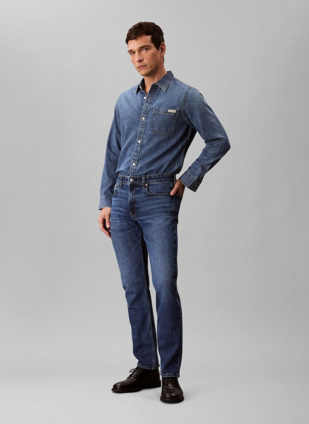 Calvin Klein Jeans Normal Bel Slim Fit Mavi Erkek Denim Pantolon LV04RB735GASA SLIM HAMPTON JEAN