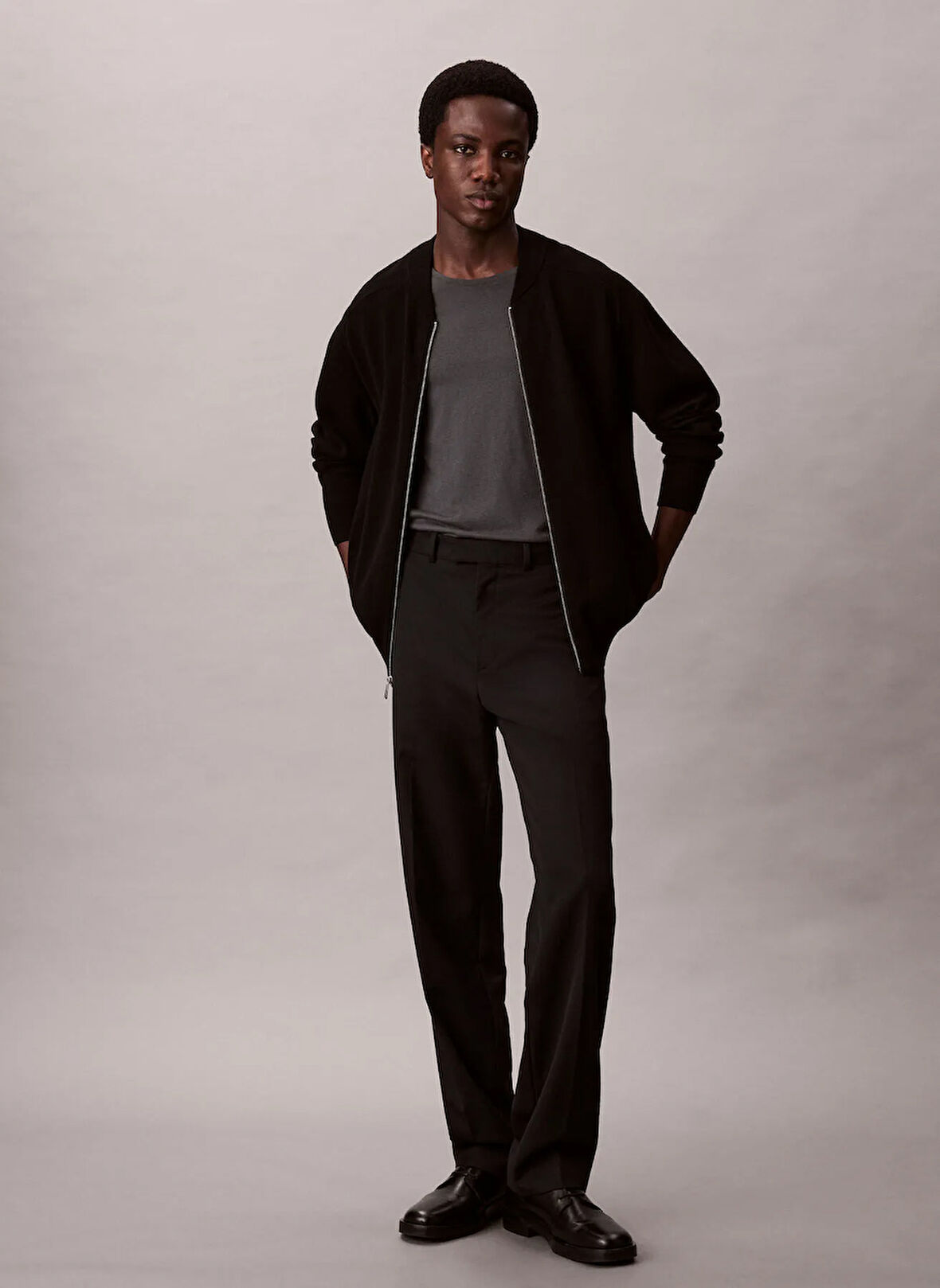 Calvin Klein Bisiklet Yaka Normal Siyah Erkek Kazak LV040EM324UB1_LS CK TECH KNIT FZ BO