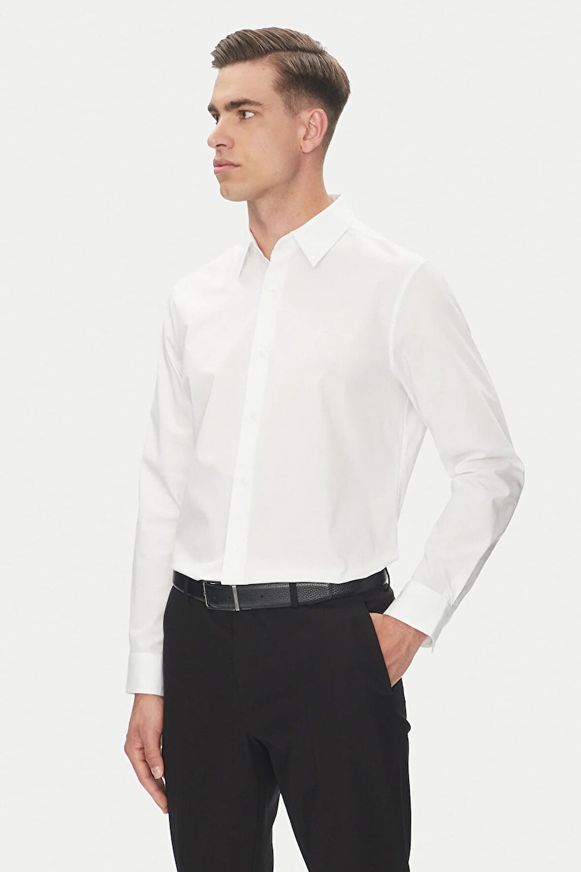 Erkek Uzun Kollu Klasik Kesim Gömlek - Beyaz | L