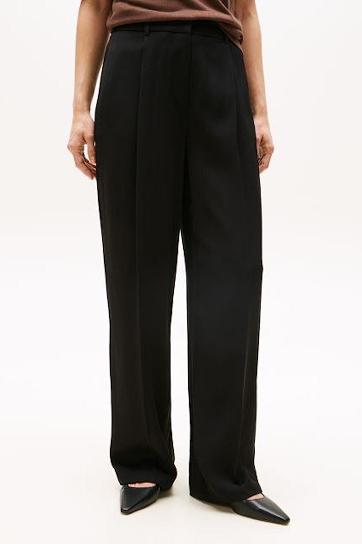 Kadın Rahat Kalıp Düz Paça Kumaş Pantolon - Siyah | 42