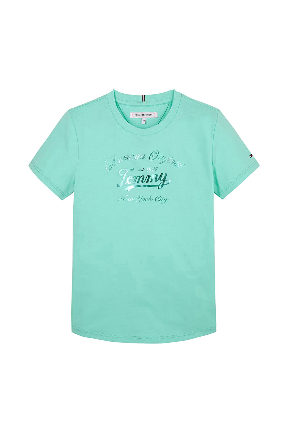 Kız Çocuk Bisiklet Yaka Yazı Baskılı T-Shirt - Mint Yeşili | 8 Yaş