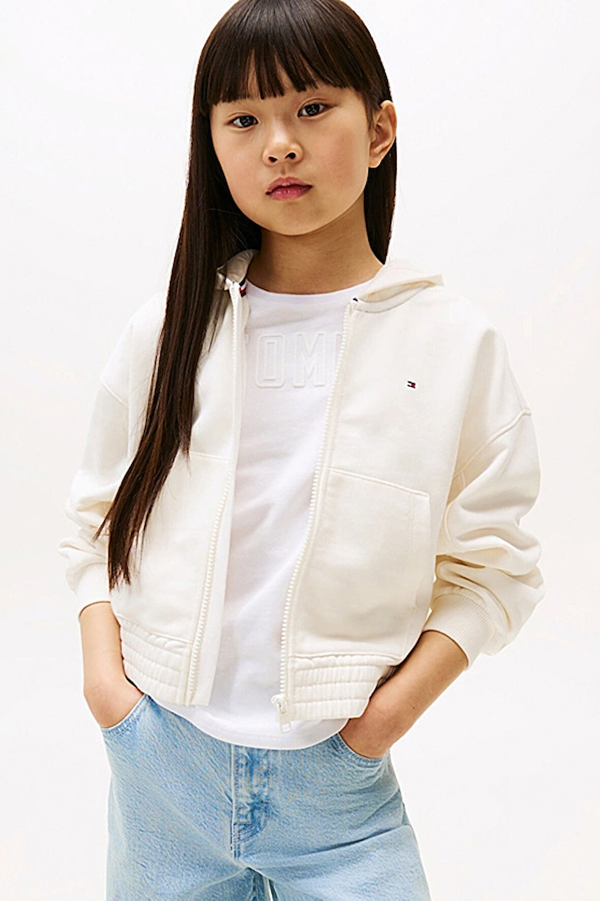Kız Çocuk TOMMY PUFF PRINT ZIP THRU HOODIE Sweatshirts | 12 Yaş