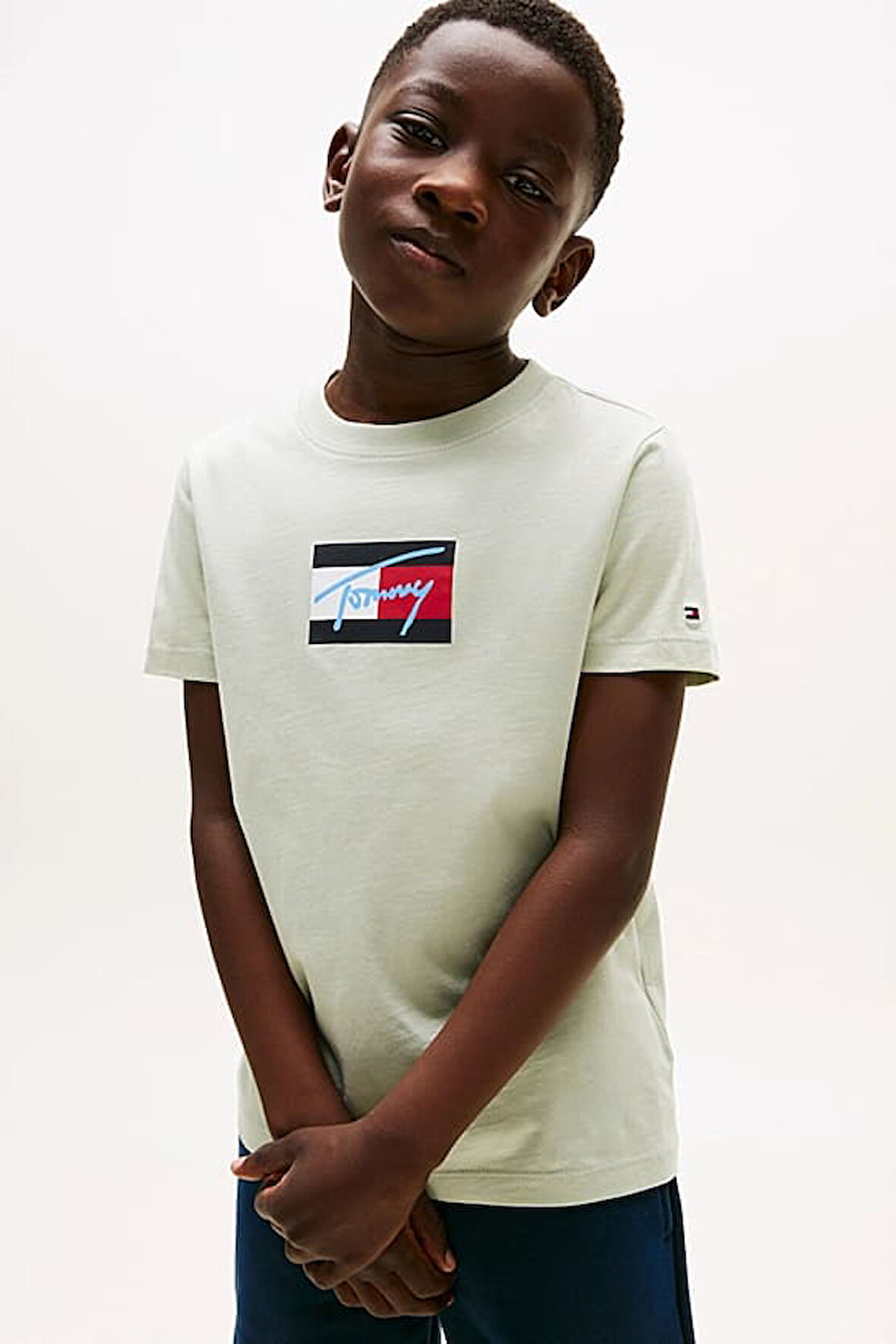 Erkek Çocuk Bisiklet Yaka Grafik Baskılı T-Shirt - Açık Yeşil | 8 Yaş