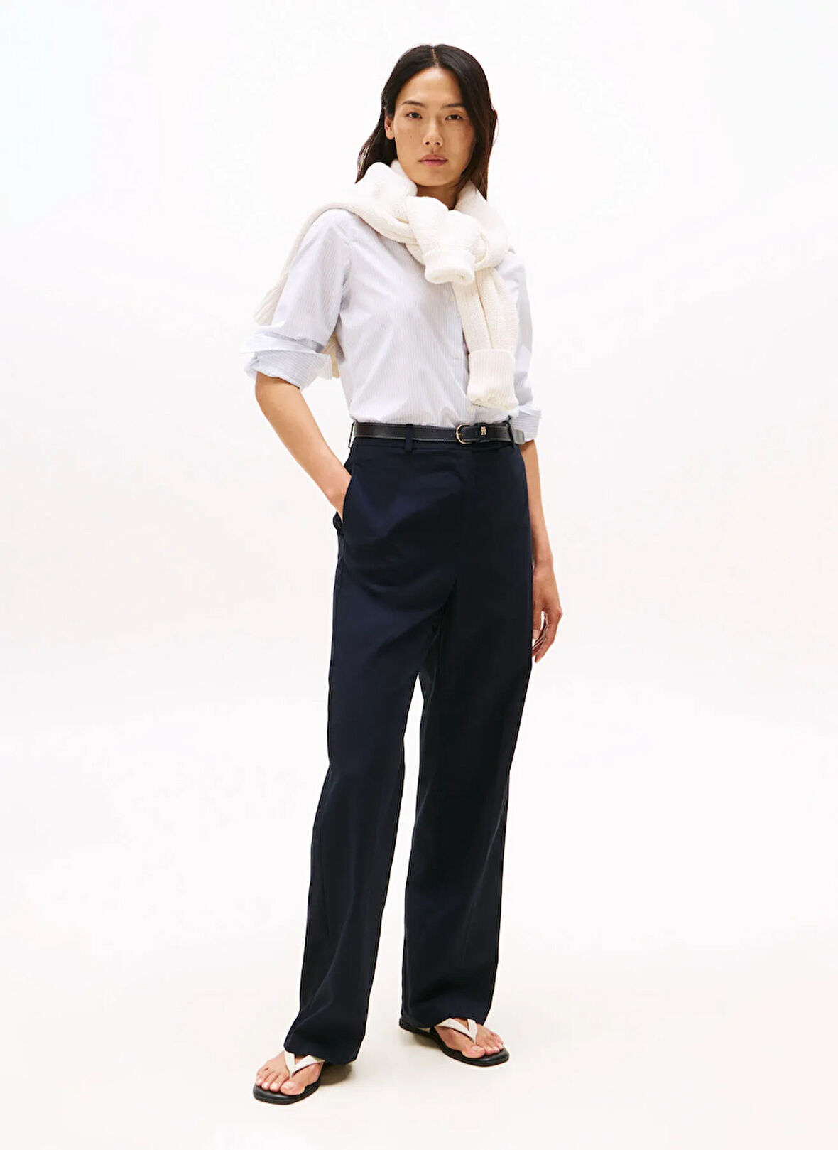 Tommy Hilfiger Yüksek Bel Straight Mavi Kadın Pantolon WW0WW46811C1G
