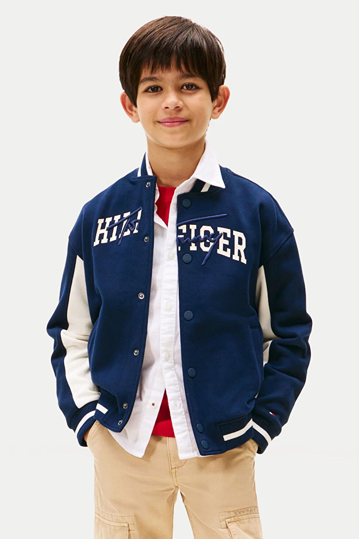 Erkek Çocuk Kolej Yaka Renk Bloklu Sweatshirt Ceket - Lacivert | 8 Yaş