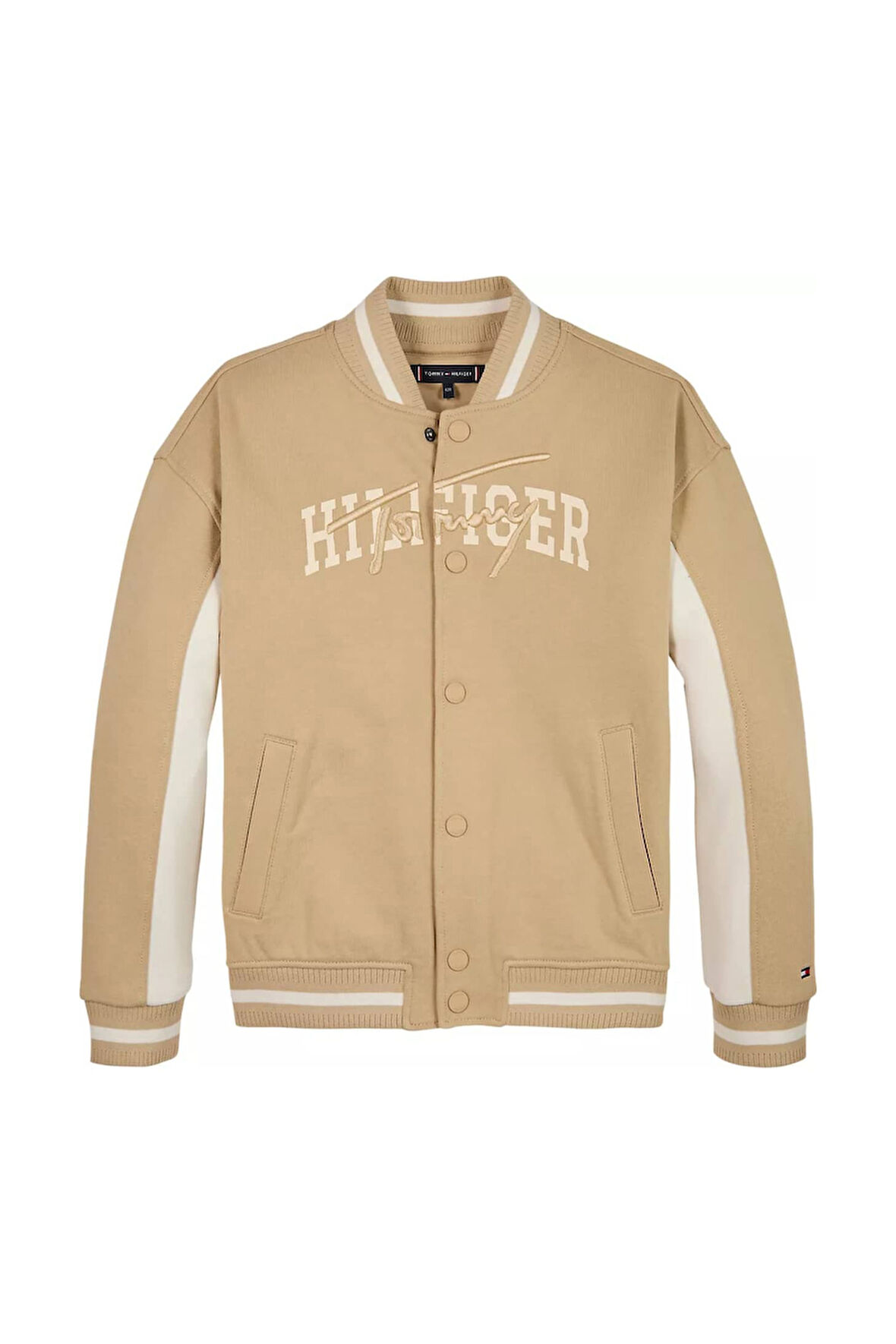 Erkek Çocuk Kolej Yaka Renk Bloklu Sweatshirt Ceket - Bej | 16 Yaş