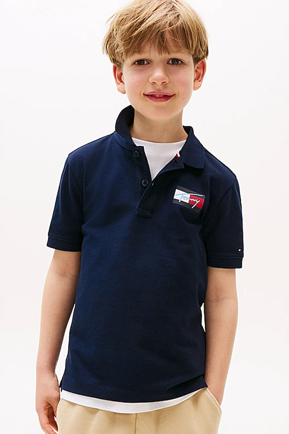 Erkek Çocuk Göğsü Armalı Polo Yaka T-Shirt - Lacivert | 16 Yaş