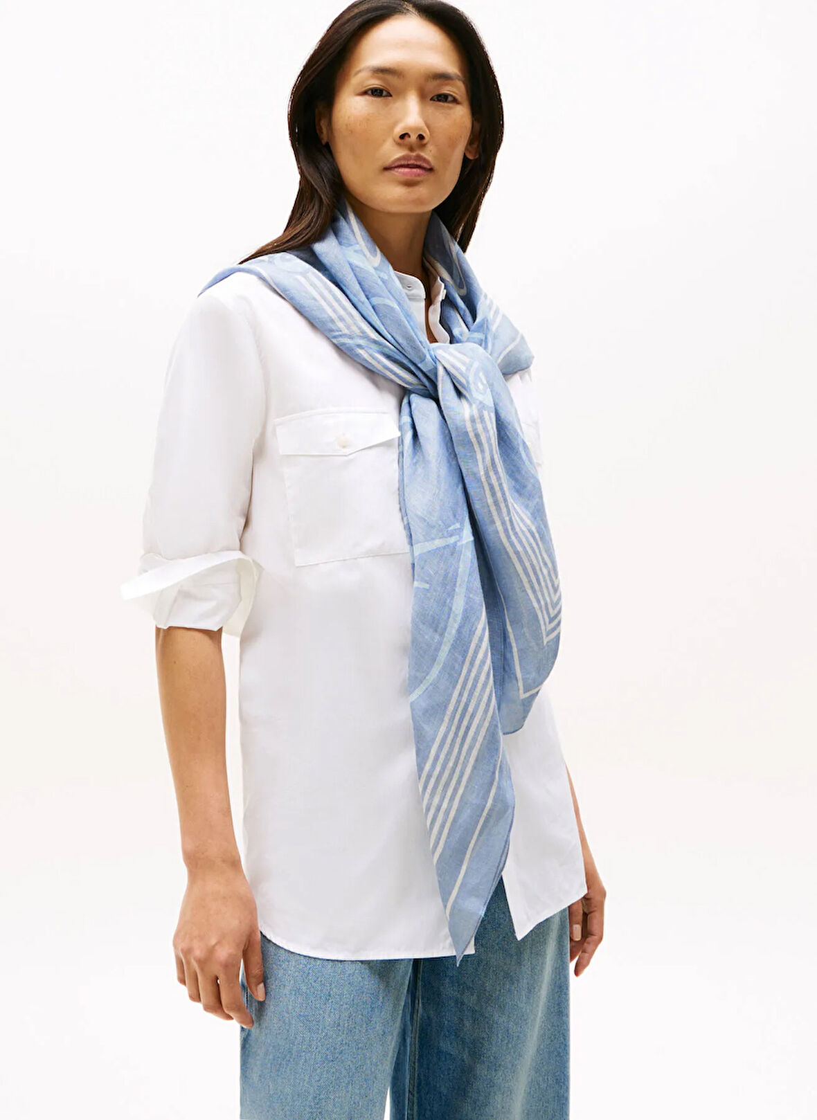 Tommy Hilfiger Mavi Kadın Atkı AW0AW17491C2B