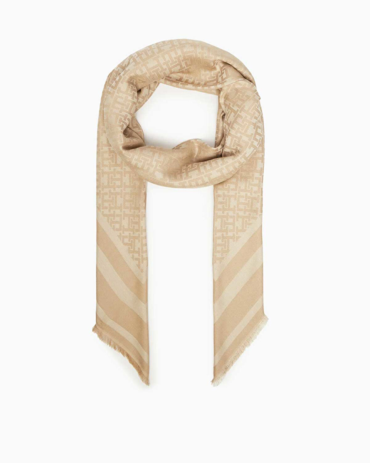 Tommy Hilfiger Monogrom Logolu Kare Kadın Şal | STD