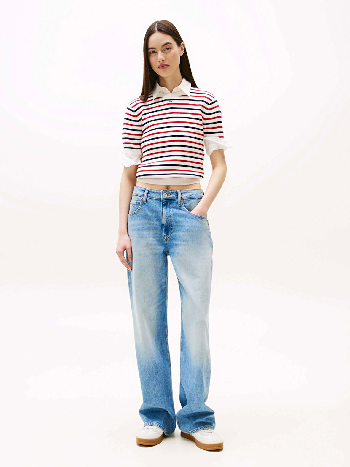 Tommy Jeans TJW ESSENTIAL SS SWEATER Kadın Beyaz Kazak DW0DW193360FG